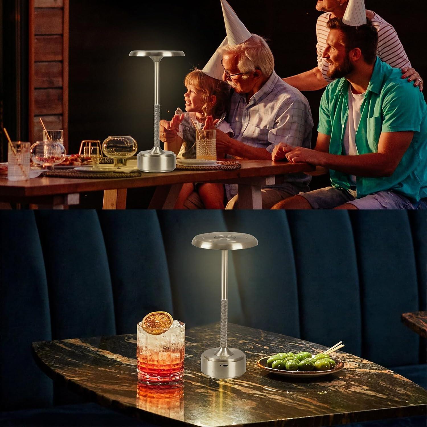 Lámpara de mesa LED recargable HAPYGI 5200mAh Plata