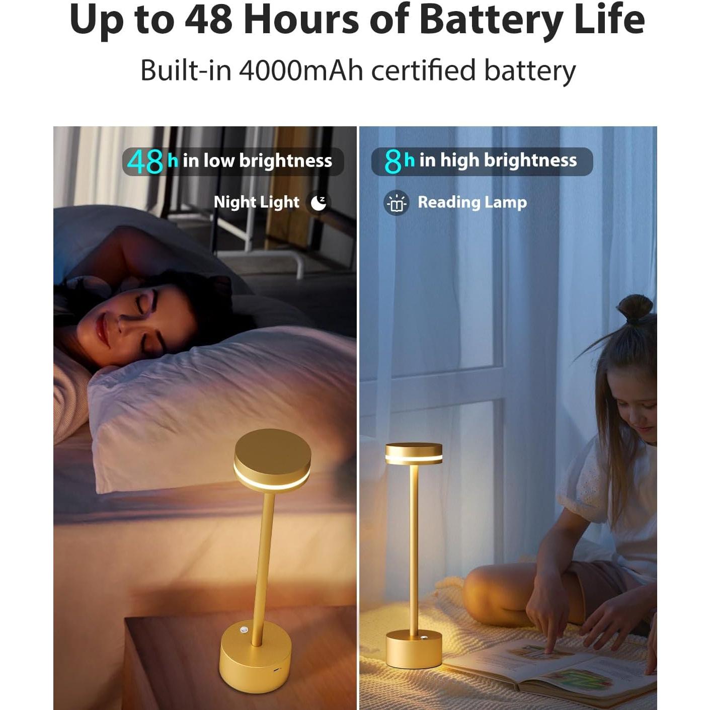 Lámpara de Mesa Inalámbrica LED FUNTAPHANTA Dorada 4000mAh