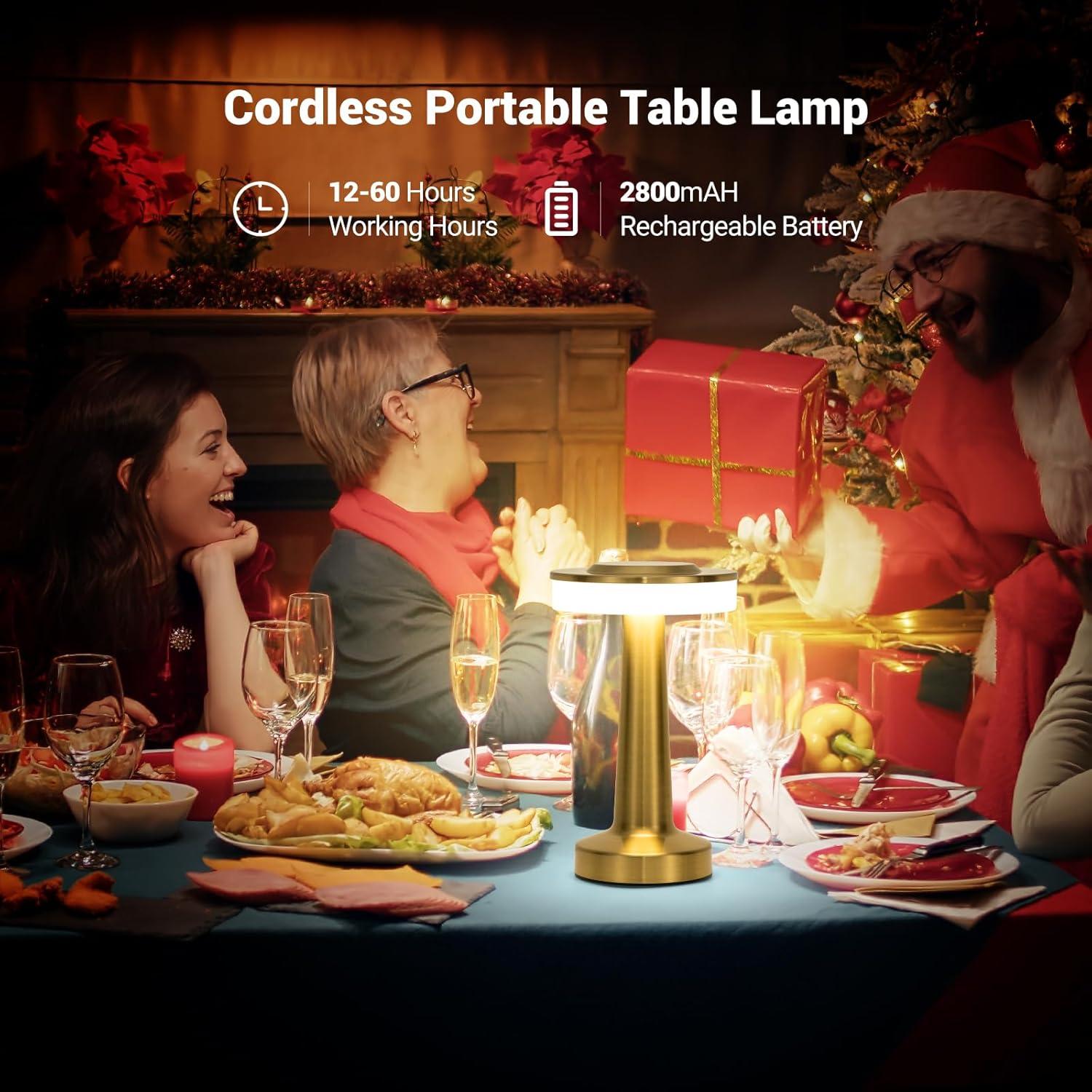 Lámpara de Mesa Inalámbrica ZOOPEEN Dorada Táctil 2800mAh