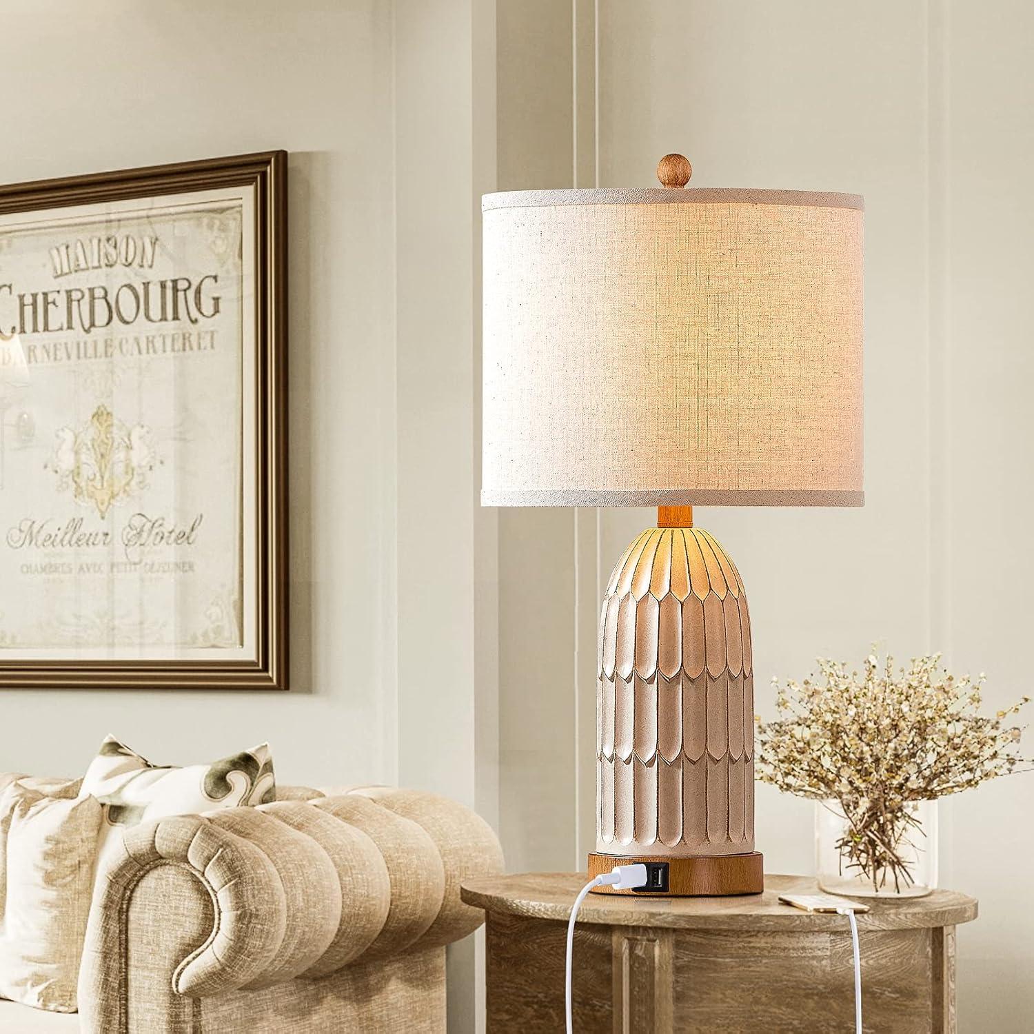 Juego de 2 Lámparas de Mesa Táctiles Cinkeda Regulables USB