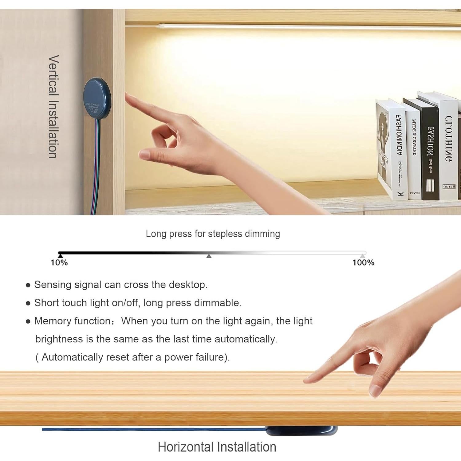 Interruptor de Atenuador Táctil LED Yogcow 12V 5A Gris