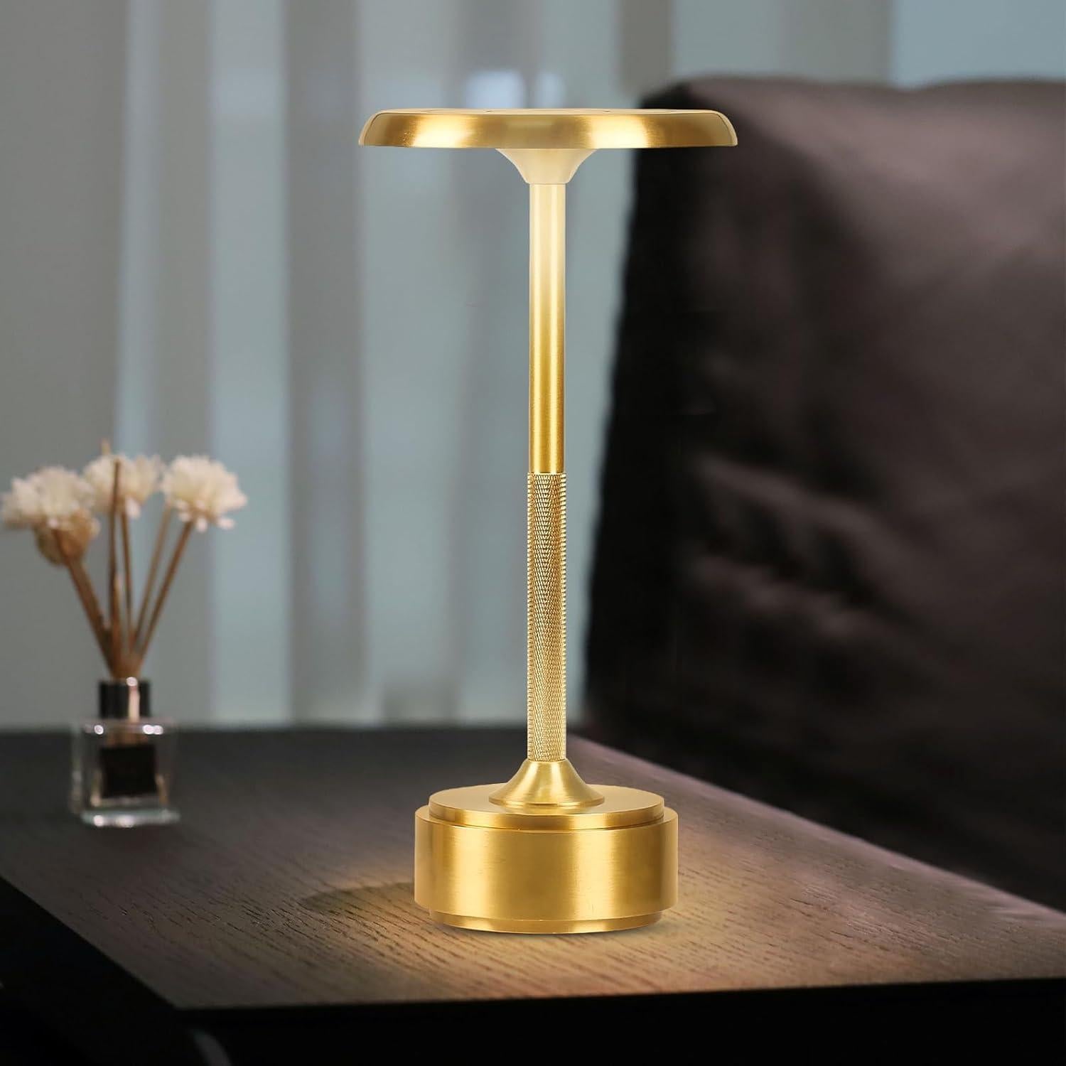 Lámpara de Mesa LED Portátil Recargable YYXGOOB Dorado