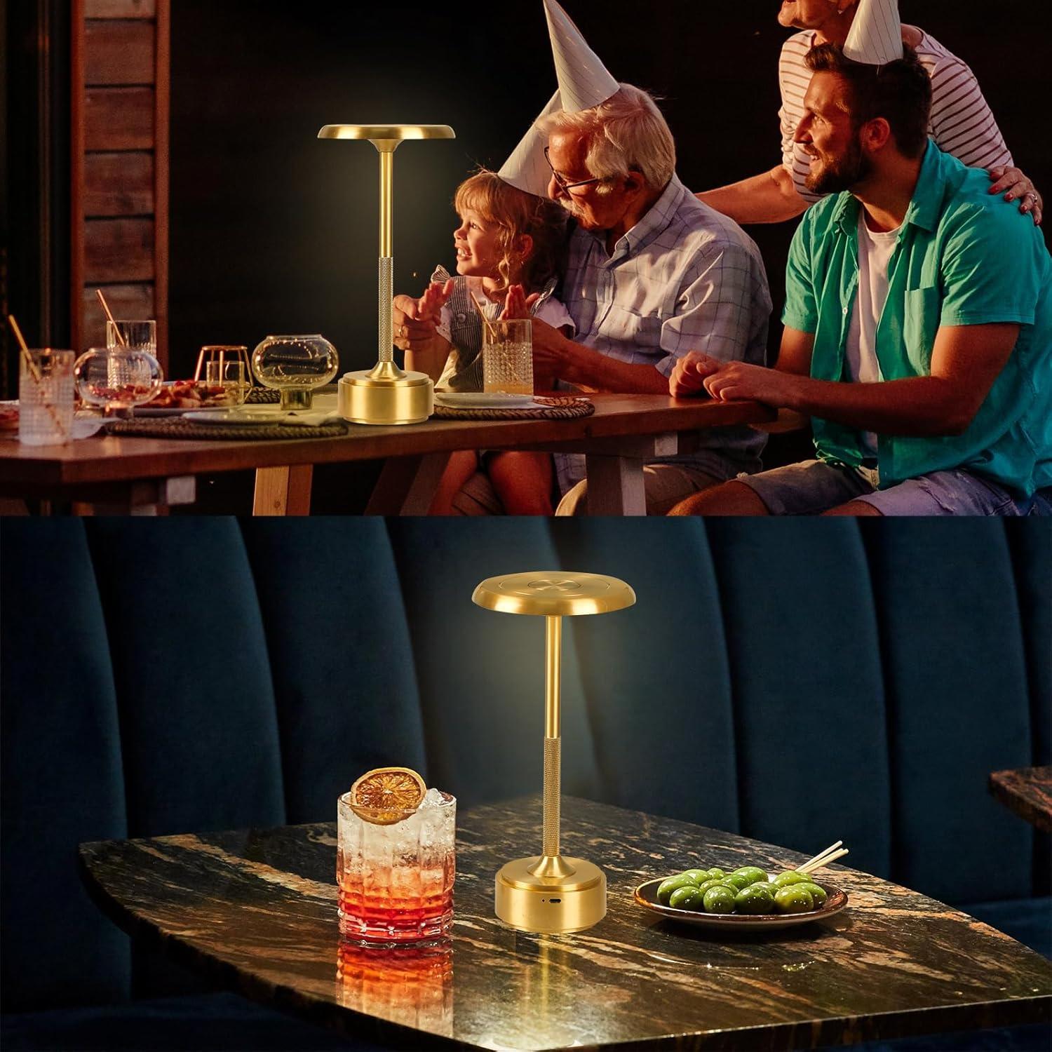 Lámpara de Mesa LED Portátil Recargable YYXGOOB Dorado