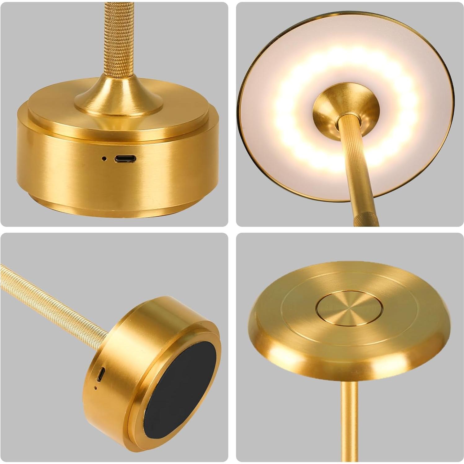 Lámpara de Mesa LED Portátil Recargable YYXGOOB Dorado