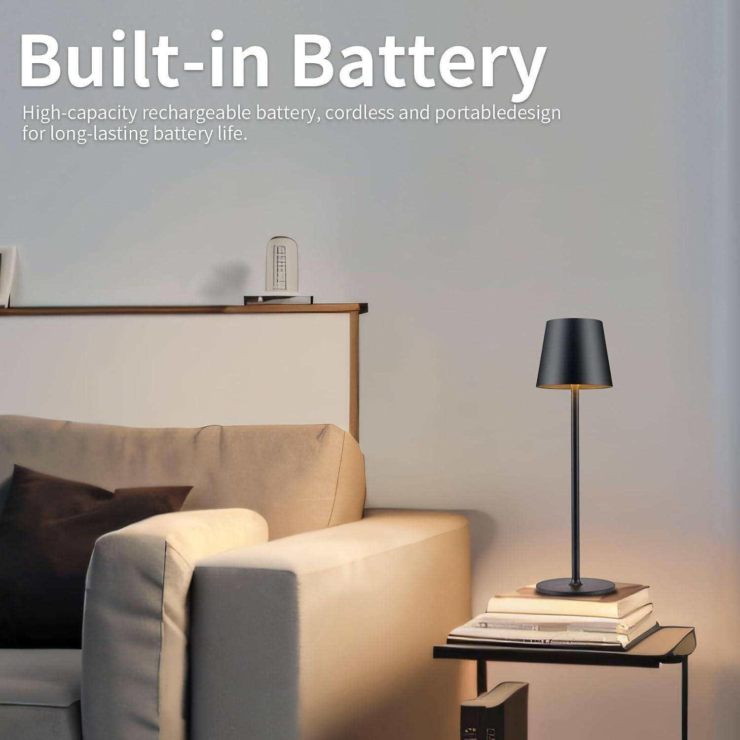 Lámpara de Mesa LED BGFHome Táctil Recargable 5000mAh Negro