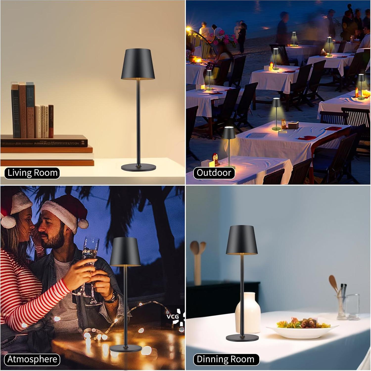 Lámpara de Mesa LED BGFHome Táctil Recargable 5000mAh Negro