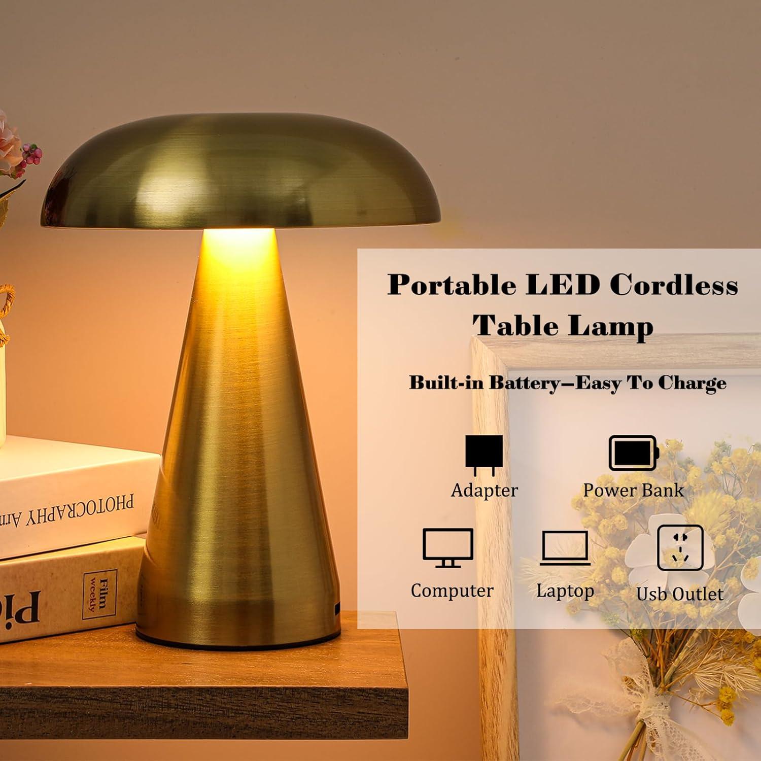 Juego de 2 Lámparas de Hongo LED VIHOSE Recargables 15h