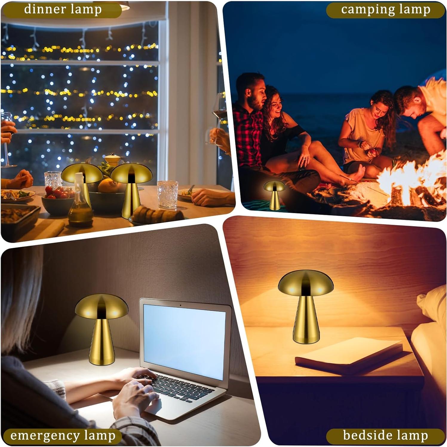 Juego de 2 Lámparas de Hongo LED VIHOSE Recargables 15h