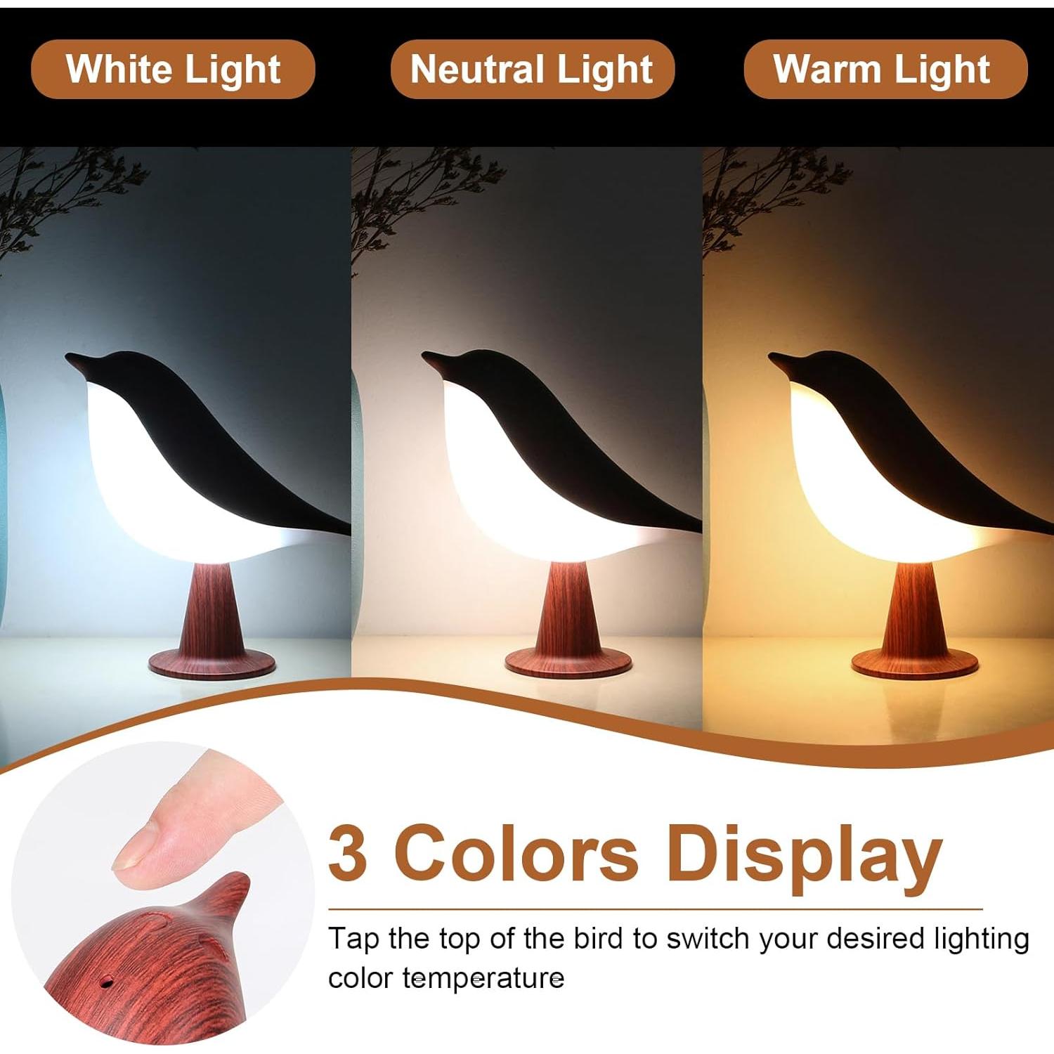 Lámpara de Mesa Inalámbrica VoMii Bird, 2600mAh, Táctil