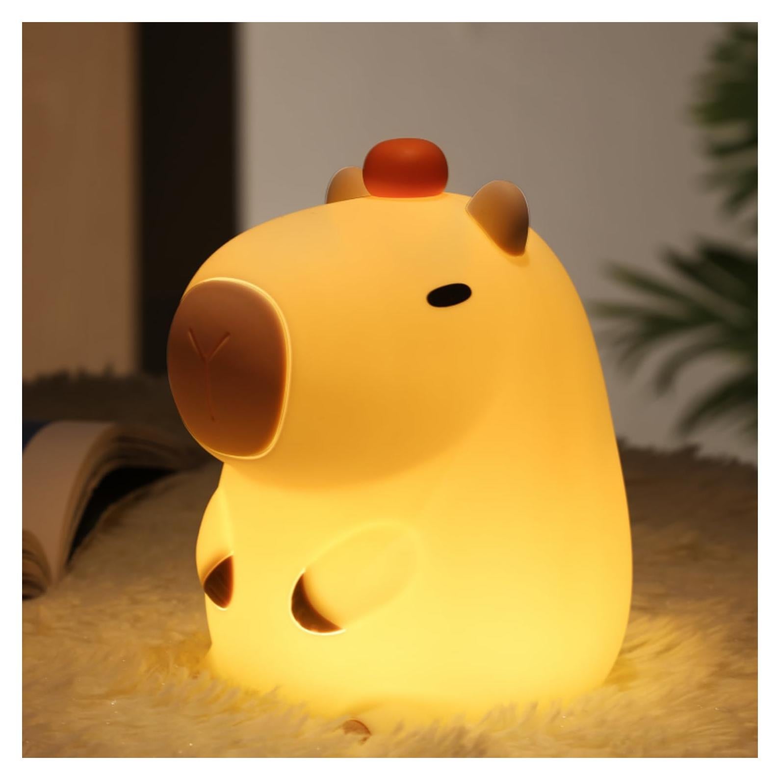 Luz Nocturna LED Capibara ShopHar, Recargable USB, Regulable