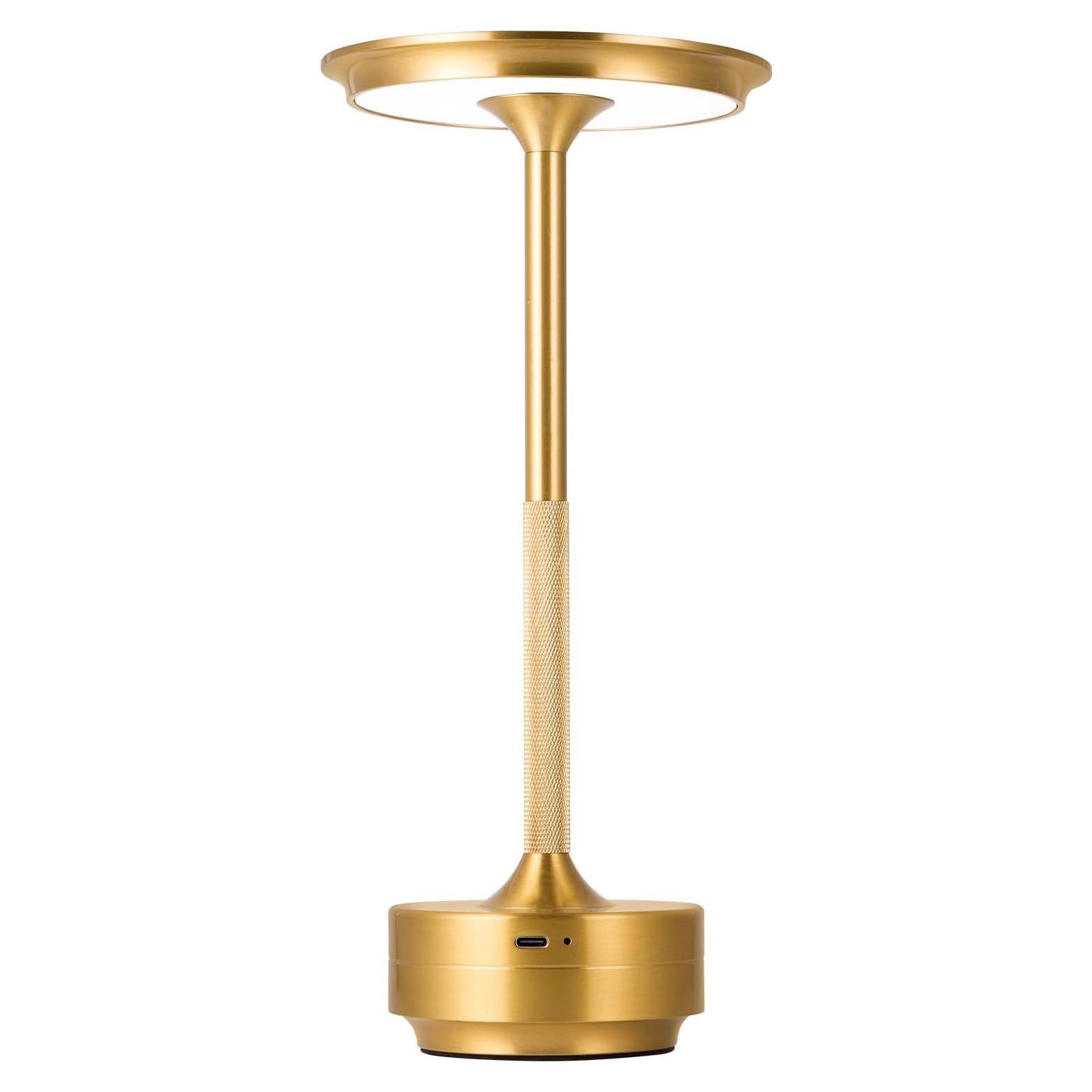 Lámpara de mesa LED recargable GEPAS oro, 3 niveles brillo