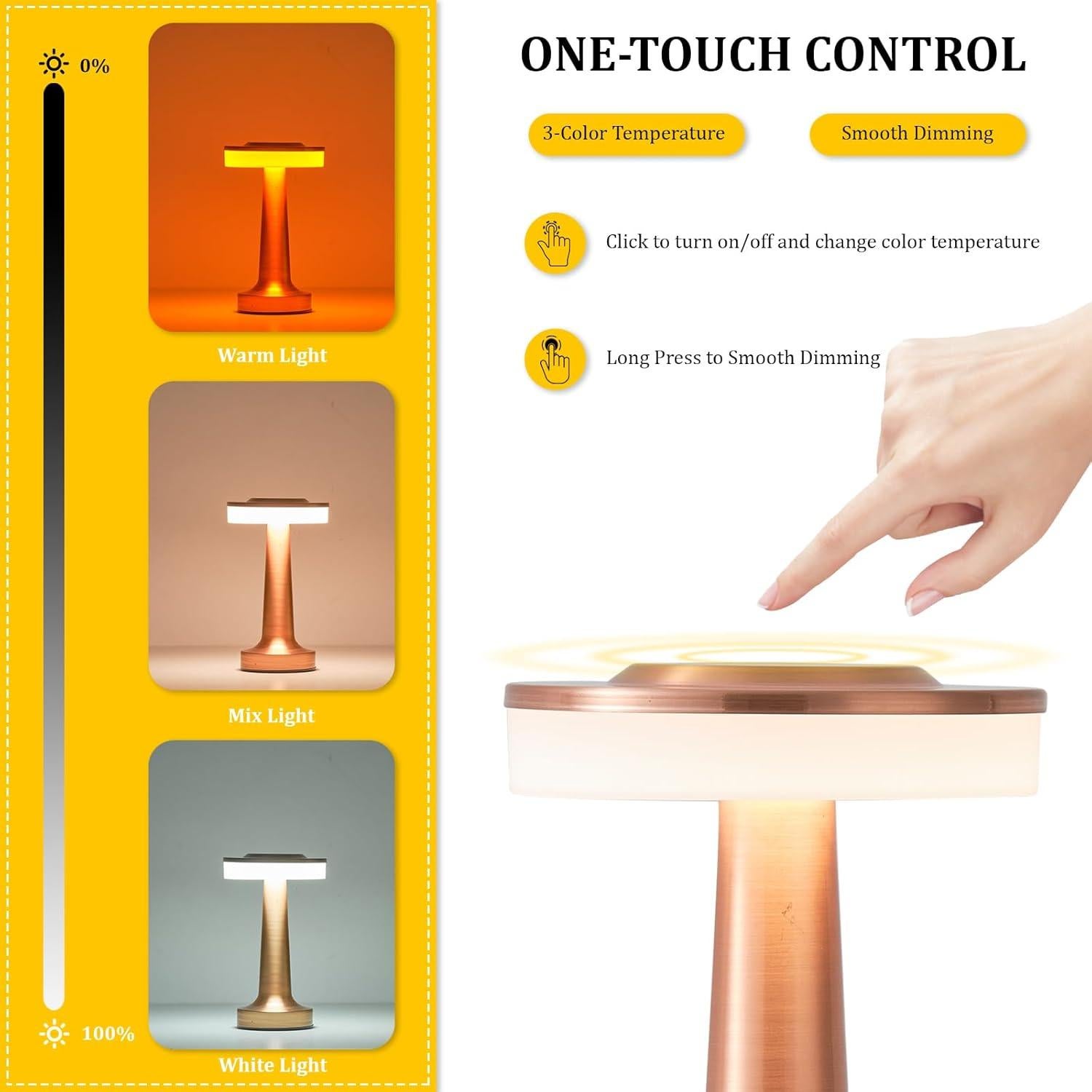 Lámpara de Mesa LED Portátil LSTVZSNRX Oro Rosa 3 Brillos