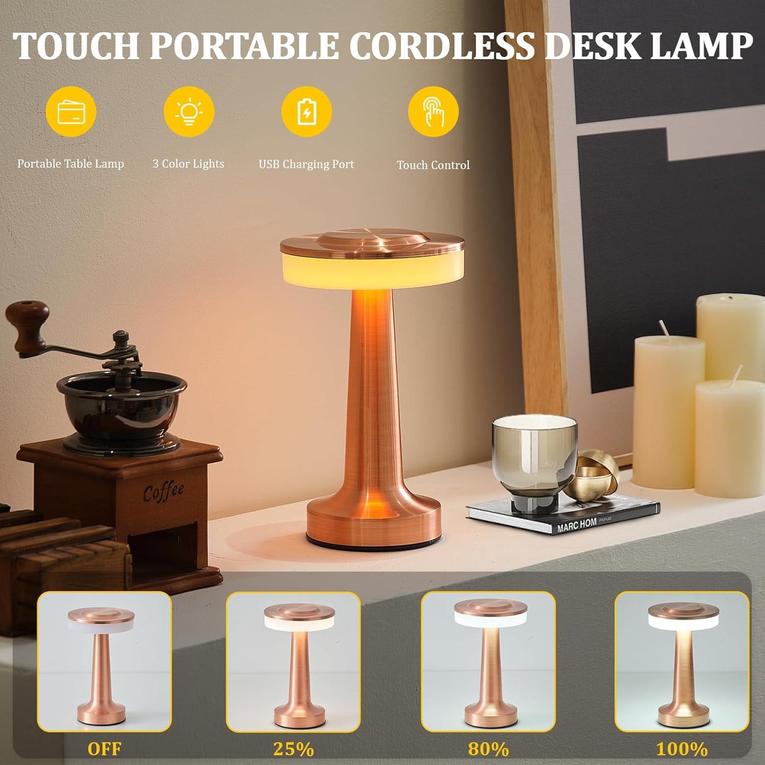 Lámpara de Mesa LED Portátil LSTVZSNRX Oro Rosa 3 Brillos