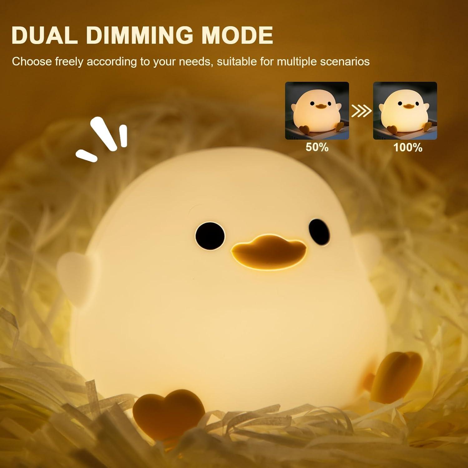 Luz Nocturna Drecoam Pato Dodo Silicona Táctil Recargable