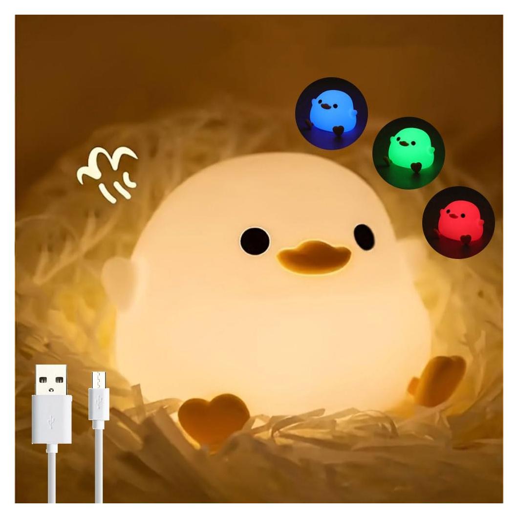 Luz Nocturna DoDo Pato LED Silicona Recargable USB-C RGB
