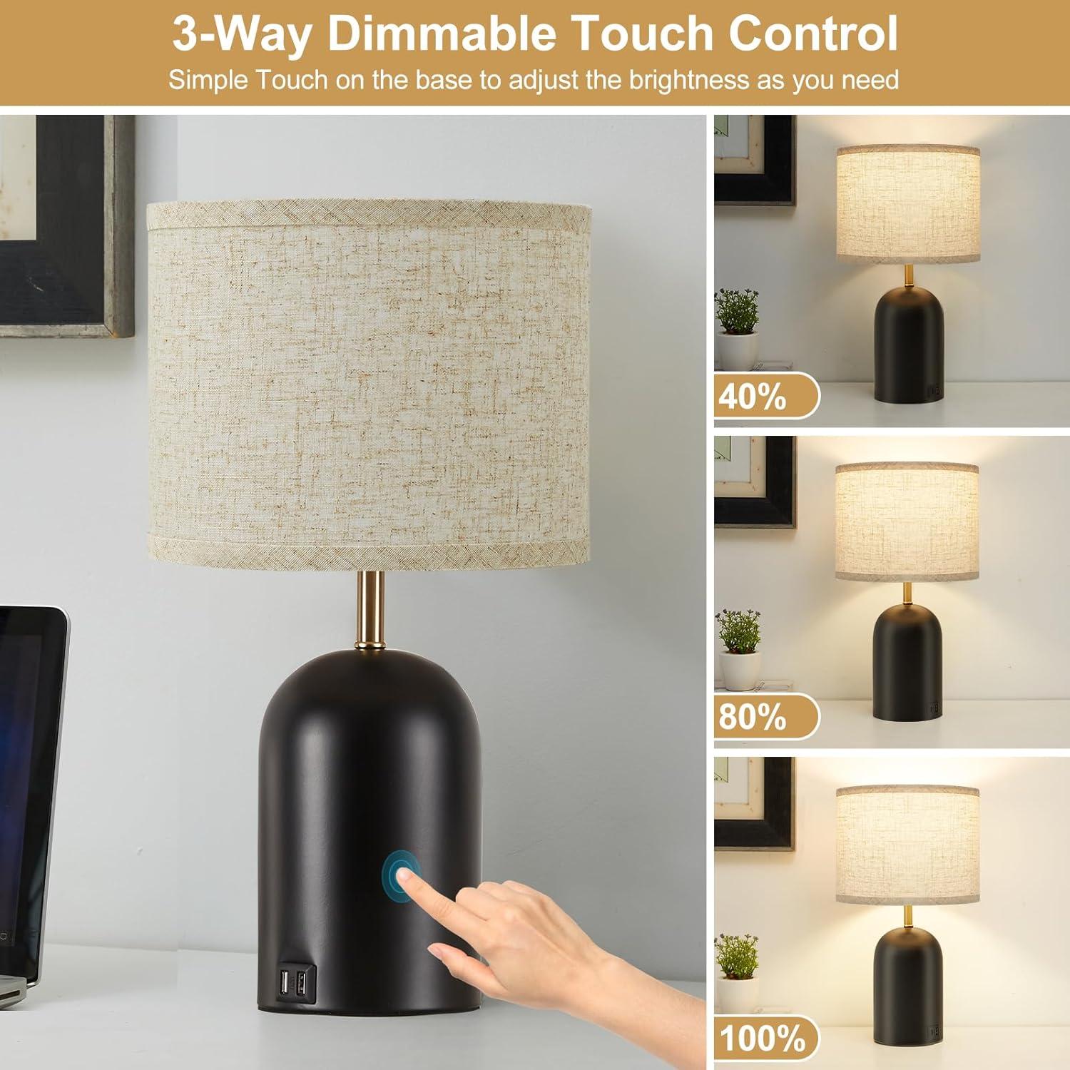 Lámpara de Mesa RAYINIGHT 45.72 cm con Carga USB Dual