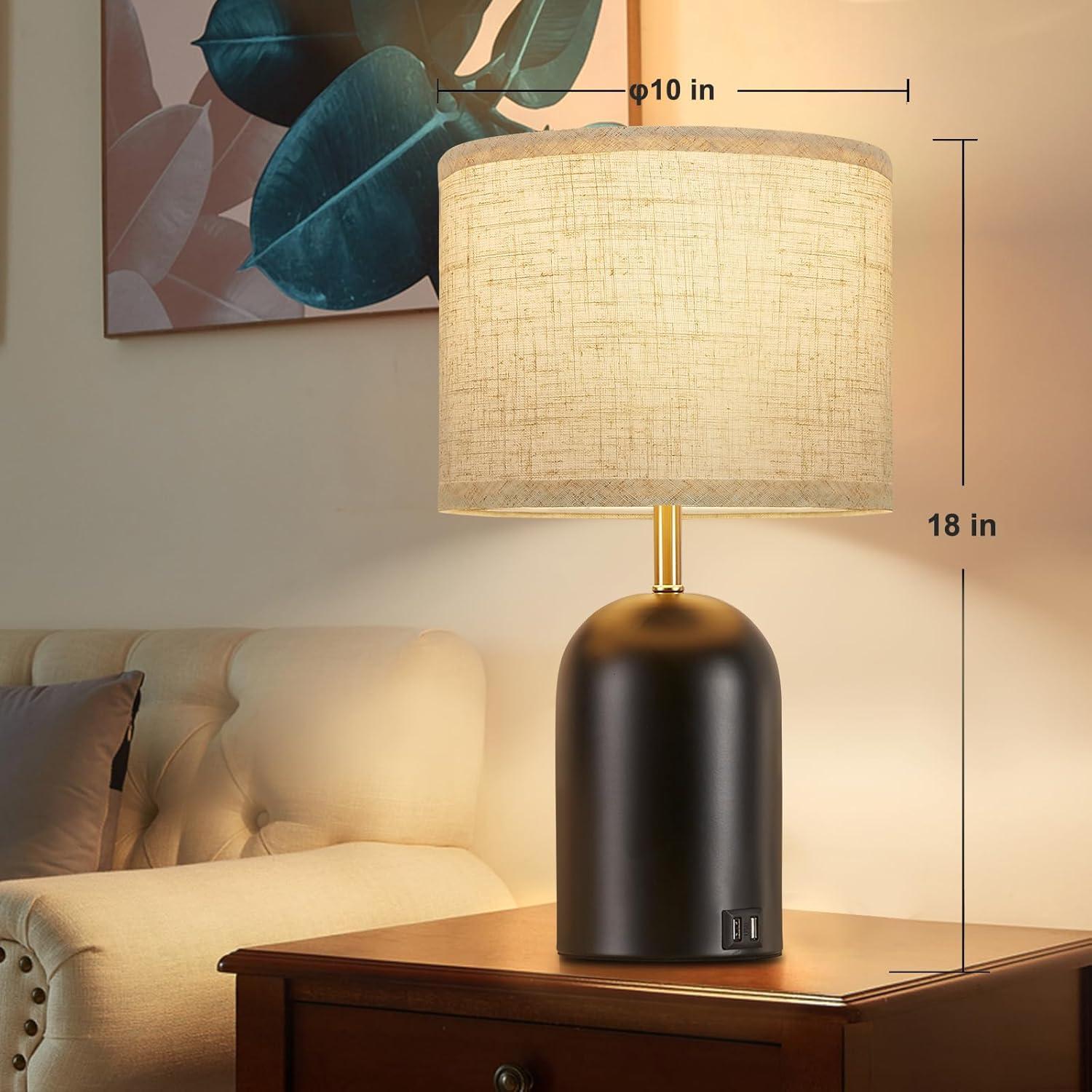 Lámpara de Mesa RAYINIGHT 45.72 cm con Carga USB Dual