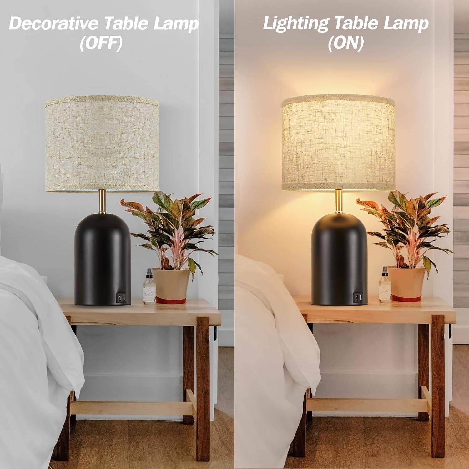 Lámpara de Mesa RAYINIGHT 45.72 cm con Carga USB Dual