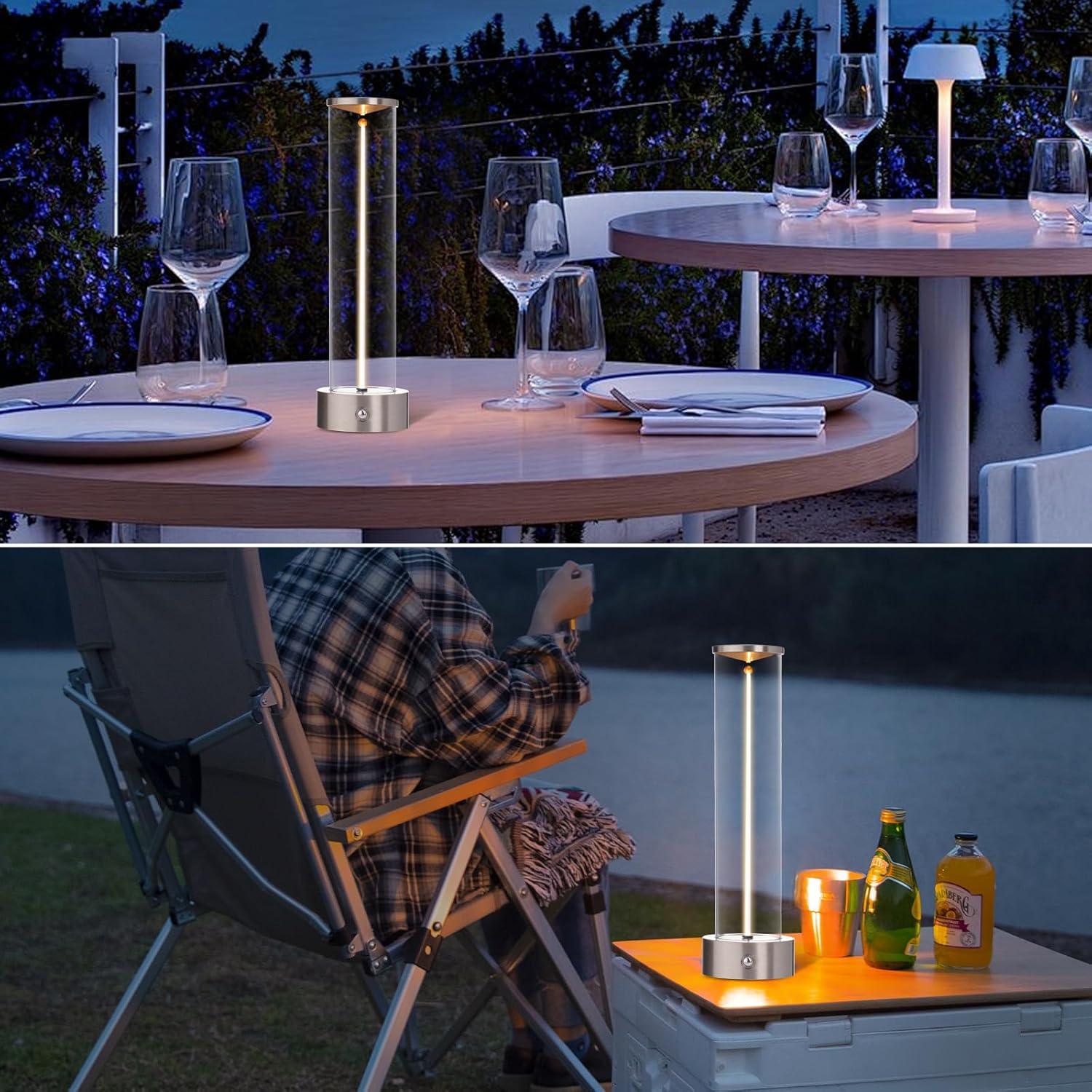 Lámpara de Mesa LED Inalámbrica Recargable Plata 2000mAh