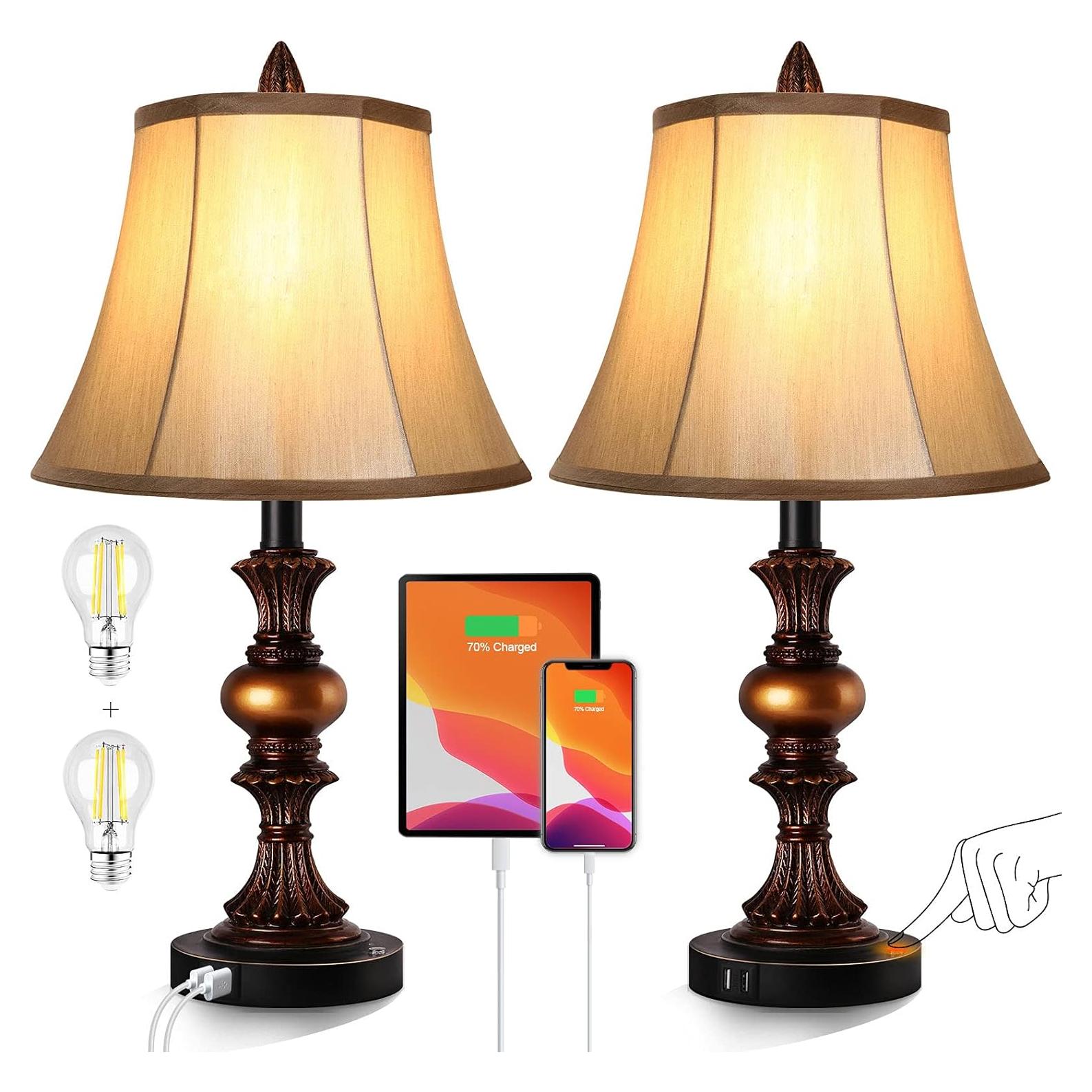 Juego de 2 Lámparas de Mesa Táctiles PARTPHONER Bronce