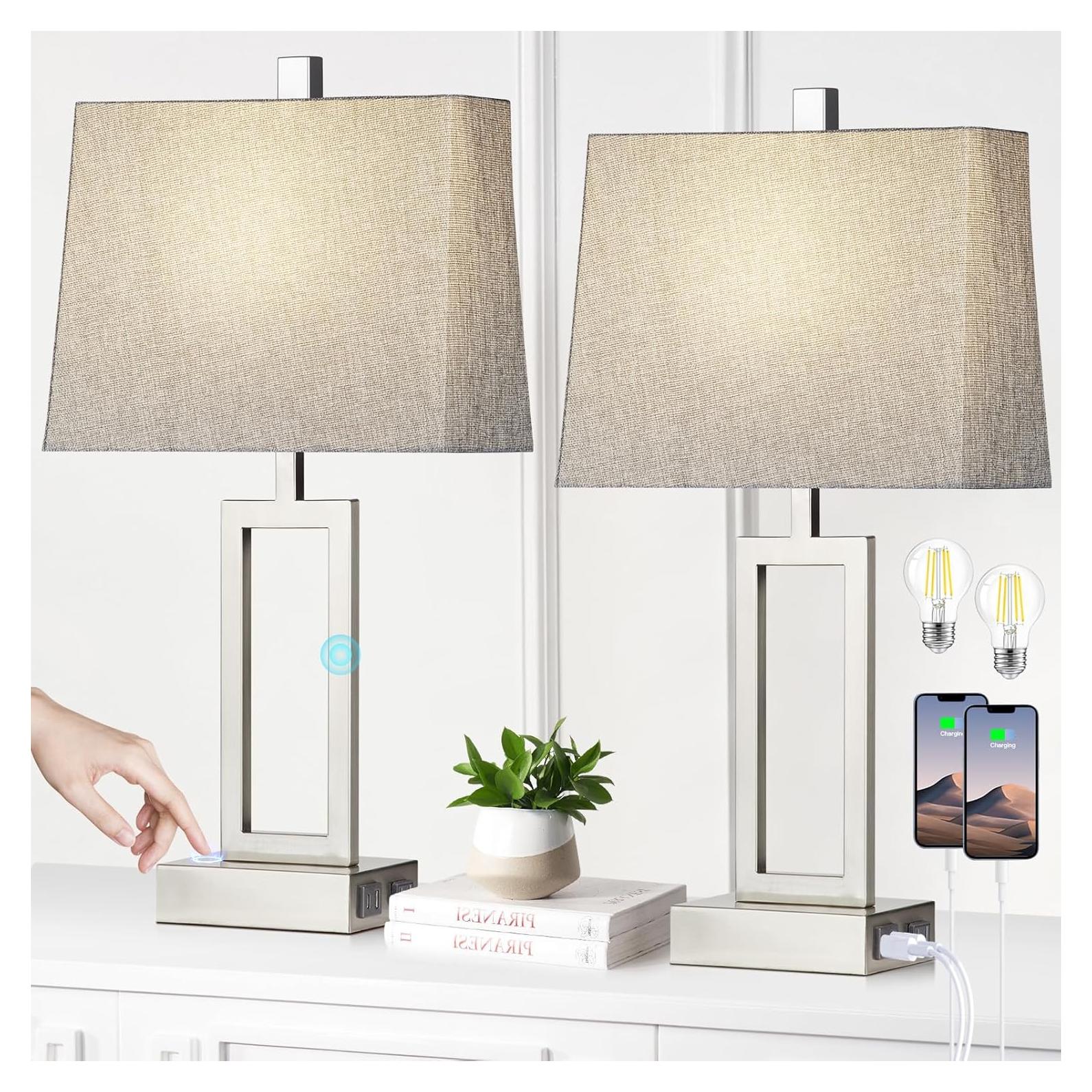 Lámparas de Mesa Táctiles Lolikit con USB y Bombillas LED - 2 Pzas