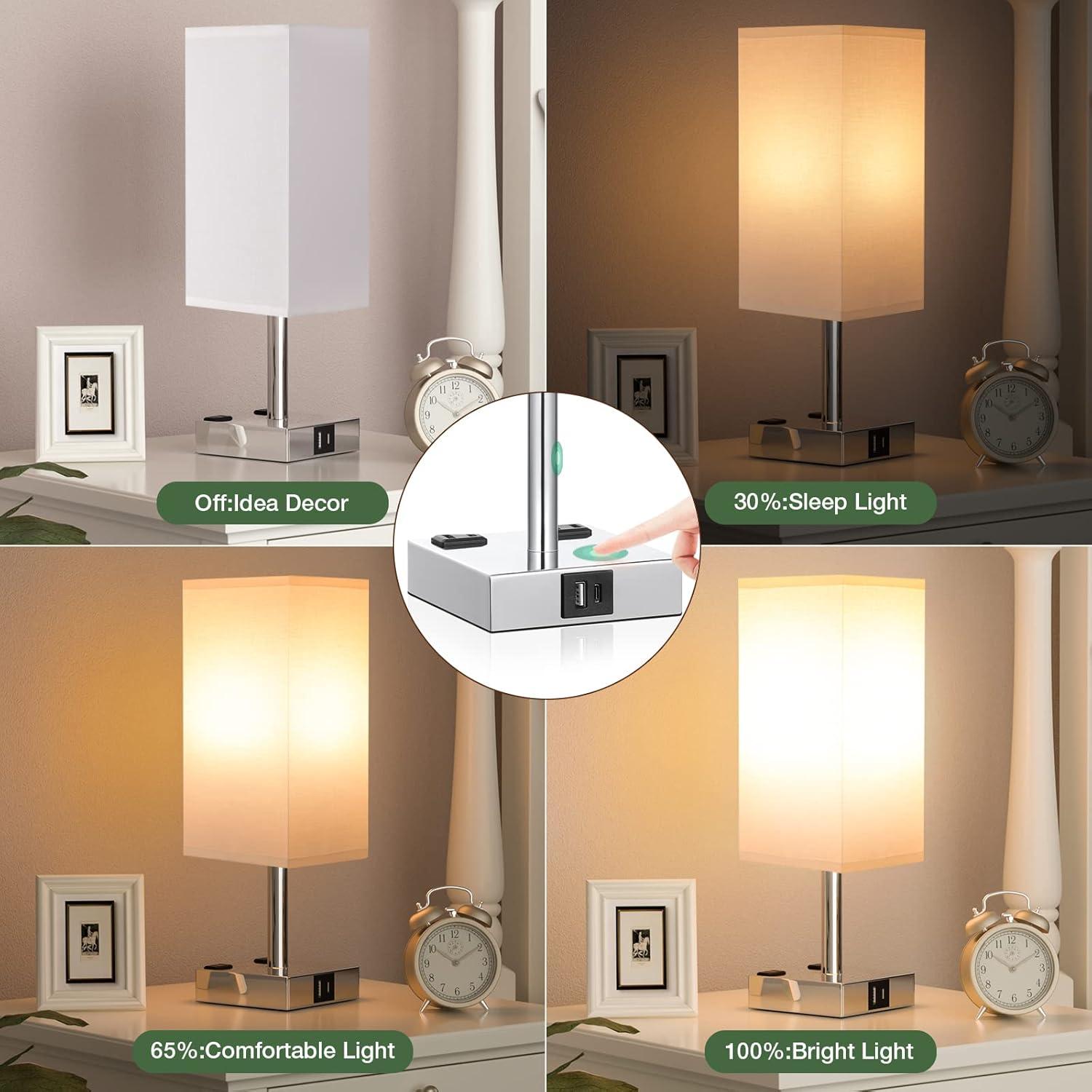 Set de 2 Lámparas de Mesita Táctil Aooshine con USB-C y CA
