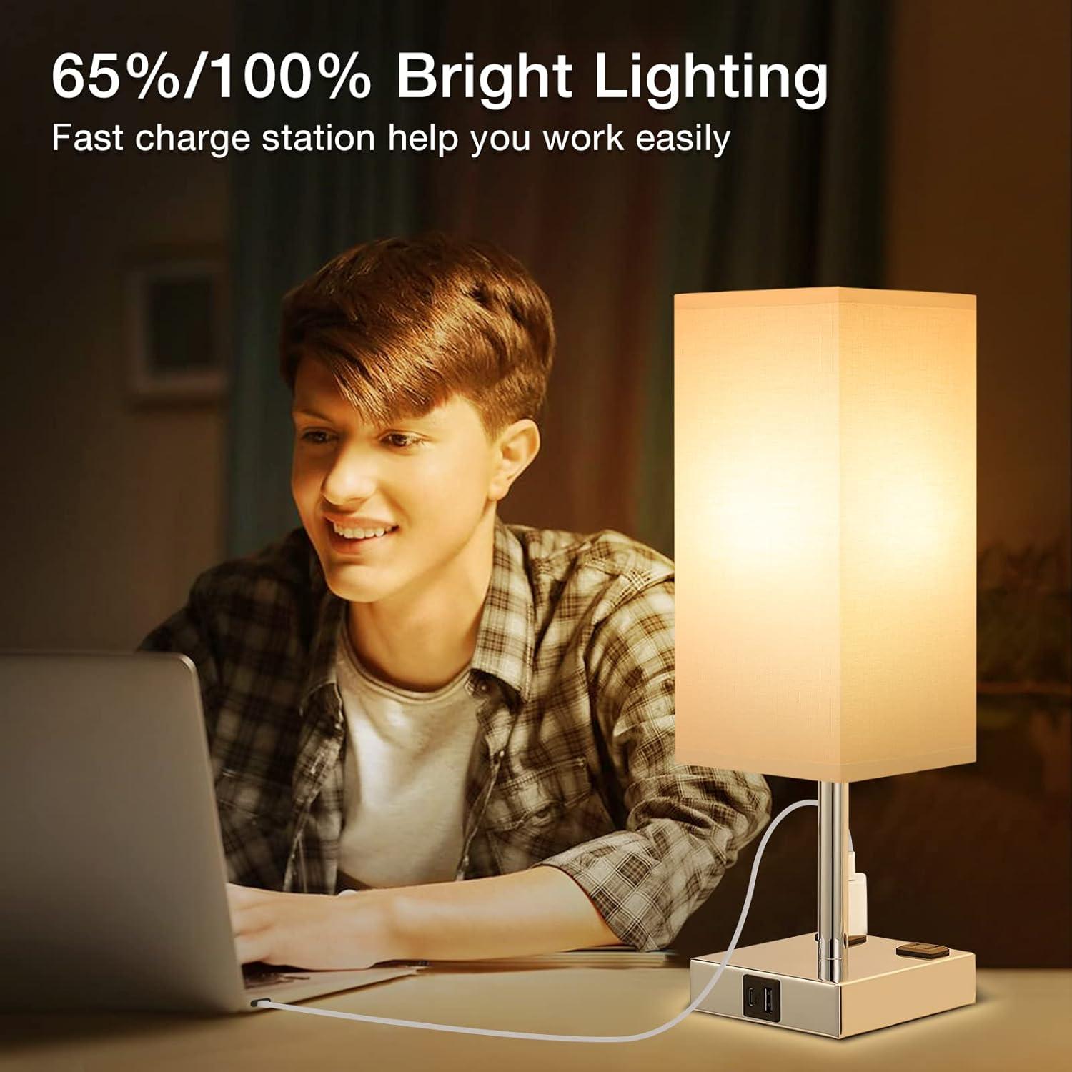 Set de 2 Lámparas de Mesita Táctil Aooshine con USB-C y CA