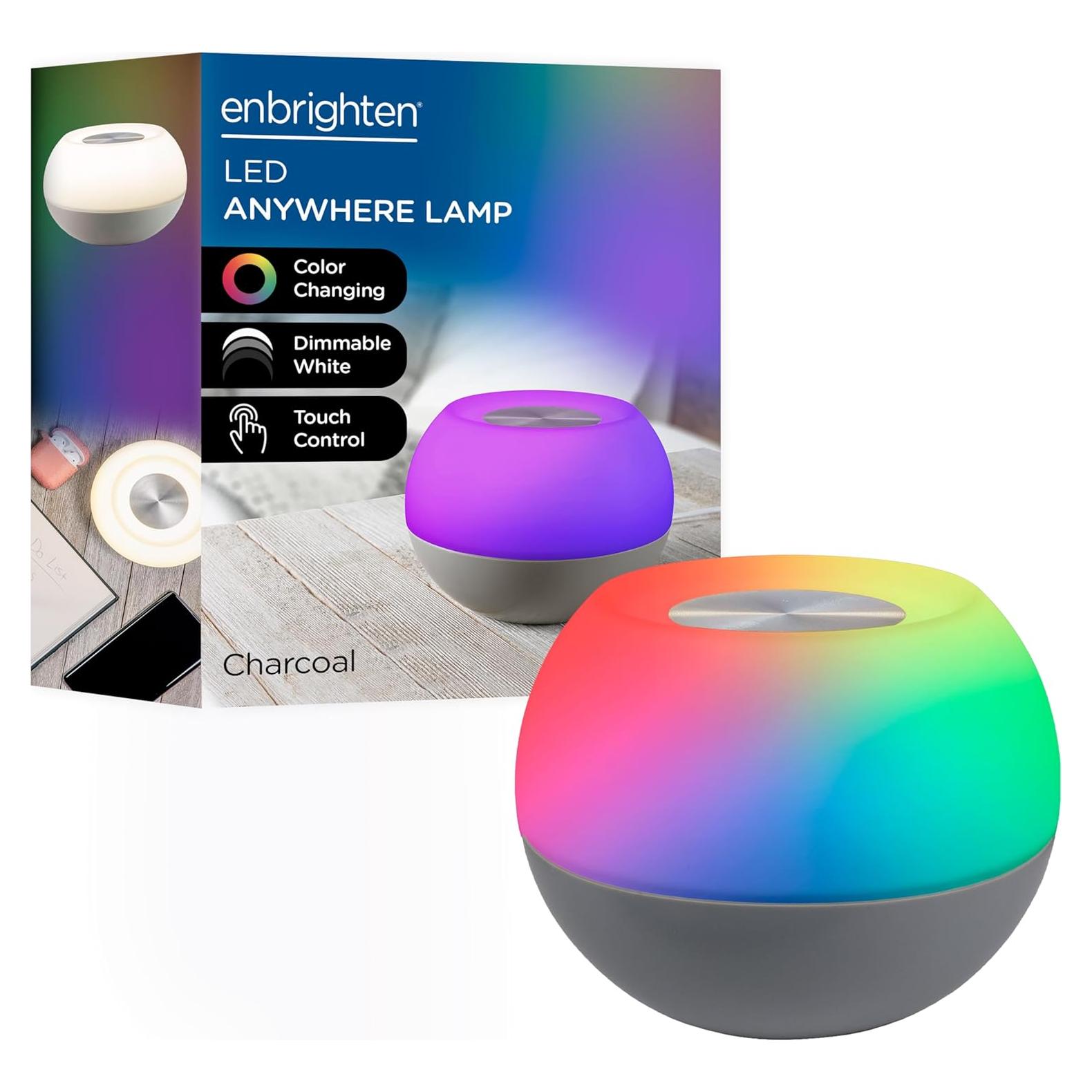 Lámpara LED Nocturna Enbrighten Gris, Regulable Táctil, RGB