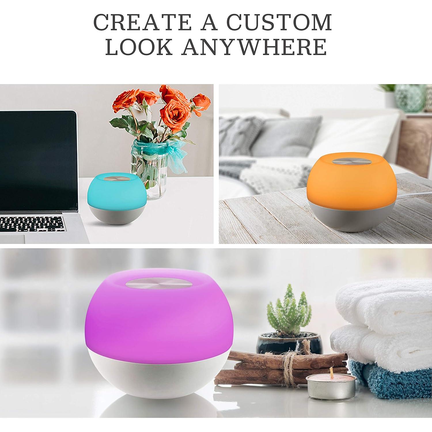 Lámpara LED Nocturna Enbrighten Gris, Regulable Táctil, RGB