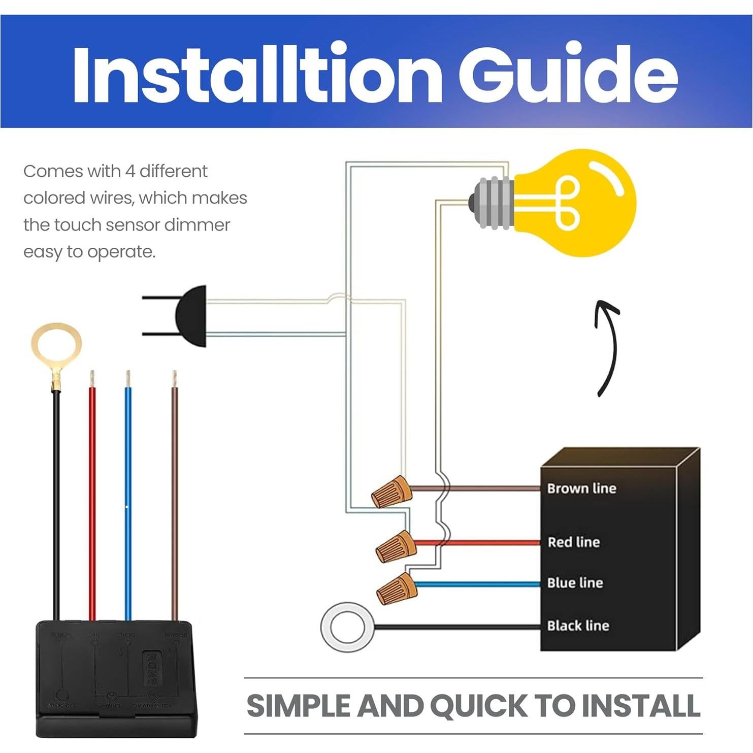 Atenuador Táctil 3 Vías Inara Lighting 100W LED Incandescente