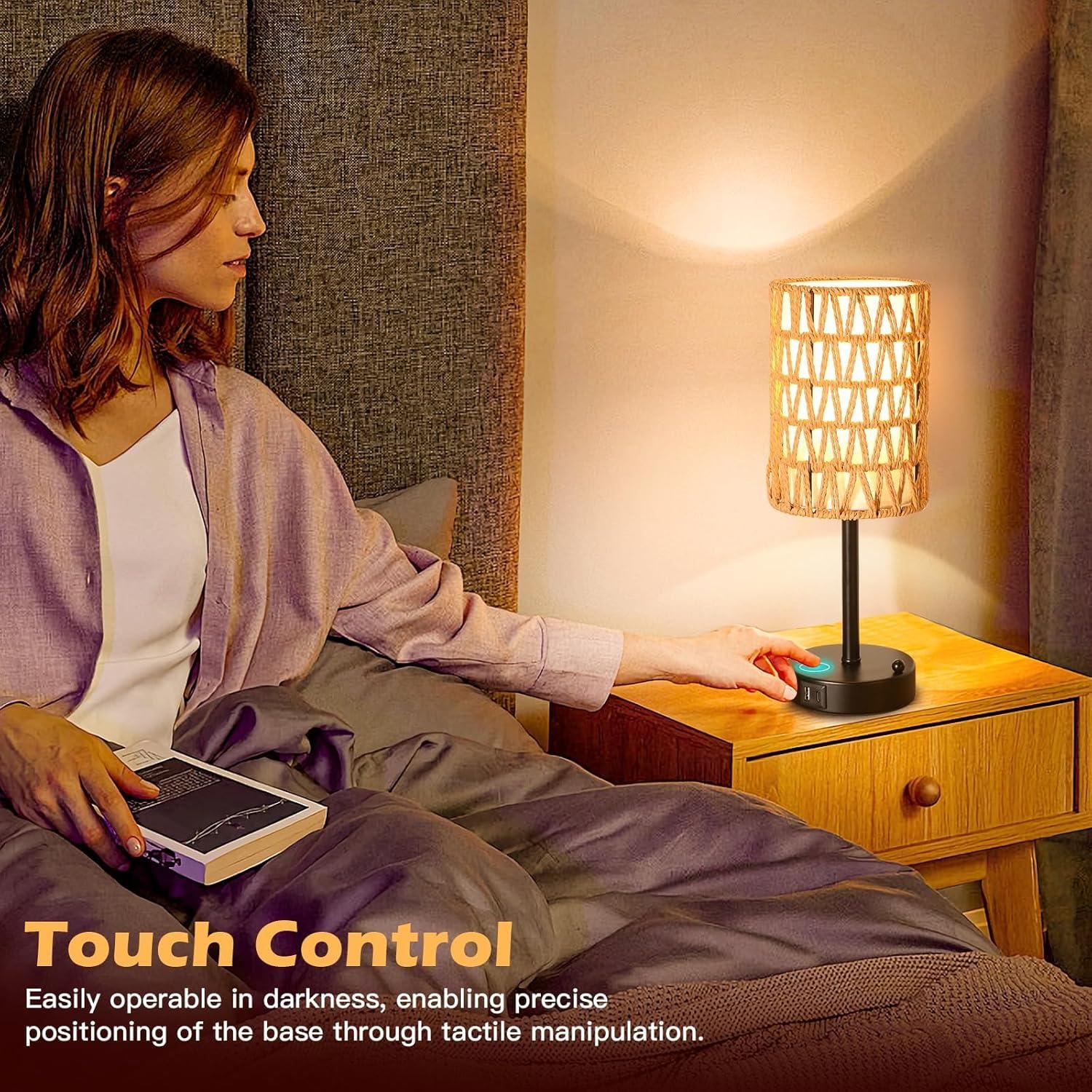 Lámpara de Mesa Táctil Plomixius Boho con USB y LED 9W