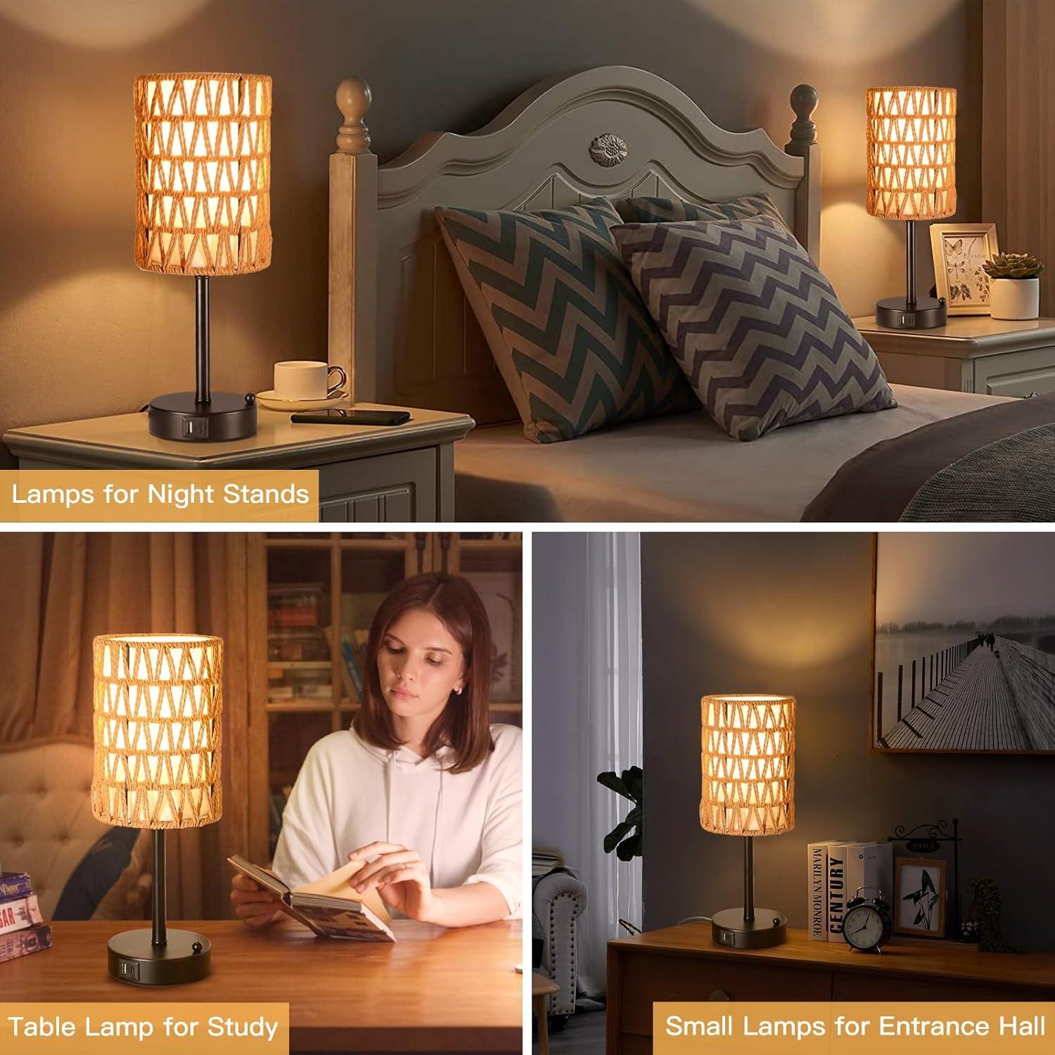 Lámpara de Mesa Táctil Plomixius Boho con USB y LED 9W