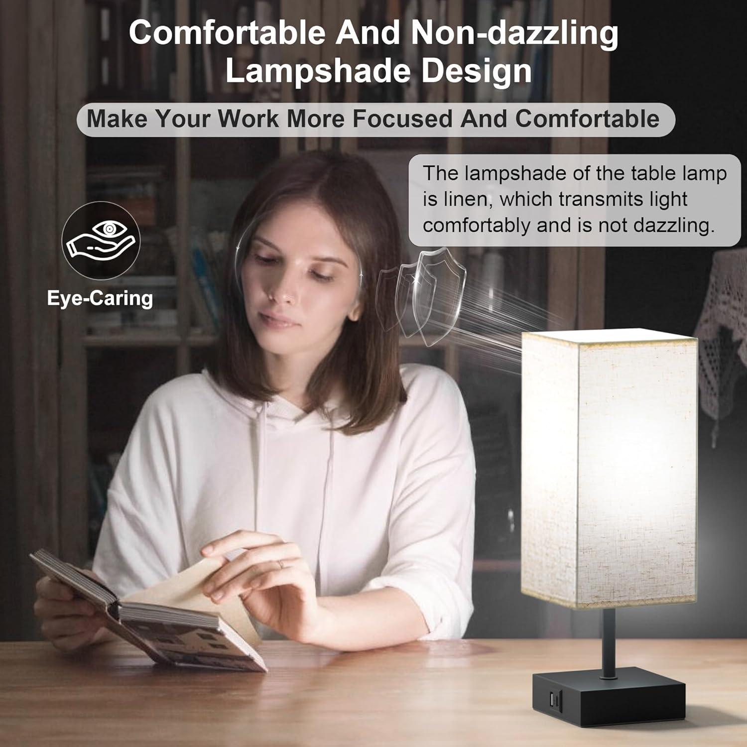 Lámparas de Mesa Táctil Hansang con Carga USB - Paquete de 2