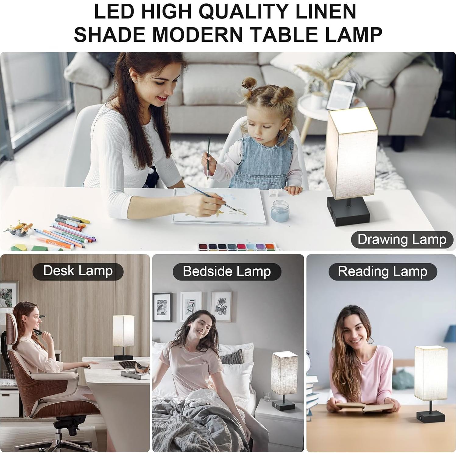 Lámparas de Mesa Táctil Hansang con Carga USB - Paquete de 2