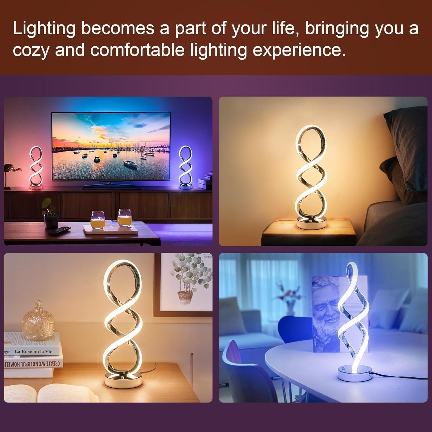 Lámpara de Mesa Táctil LED Adebime Espiral RGB 40 cm