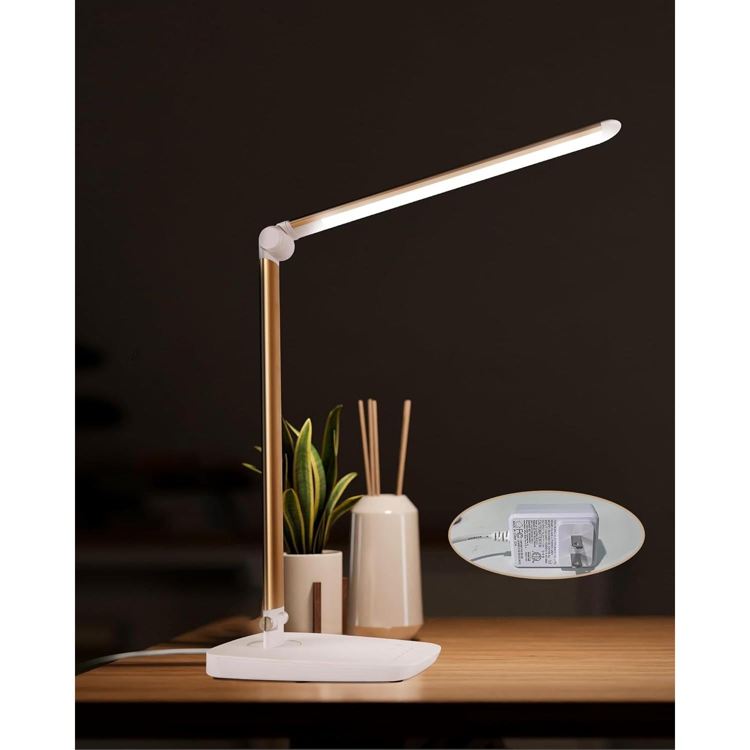 Lámpara de Escritorio LED Lichamp 12W con Carga USB y Control Táctil