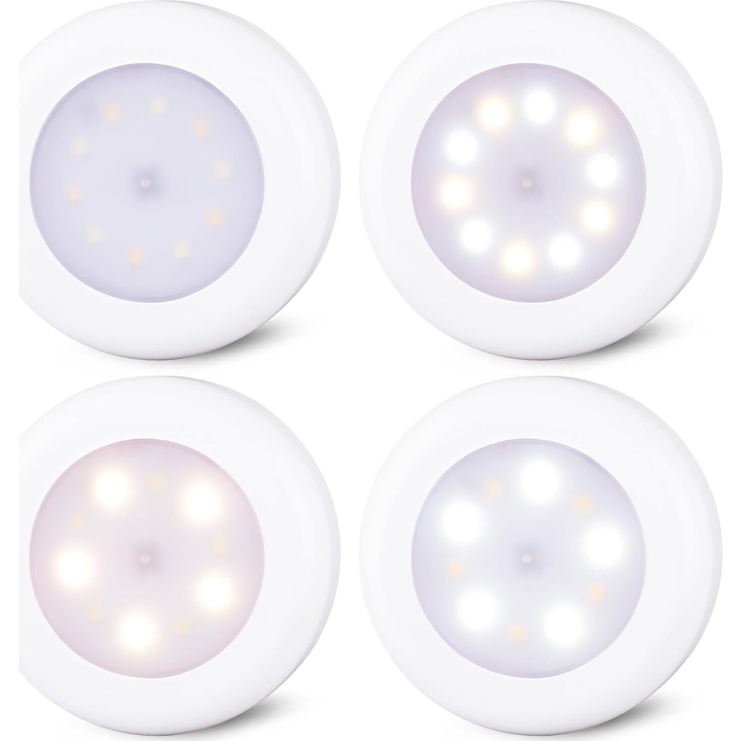 Paquete de 4 Luces Táctiles LED Regulables 7.8cm - Adhesivas