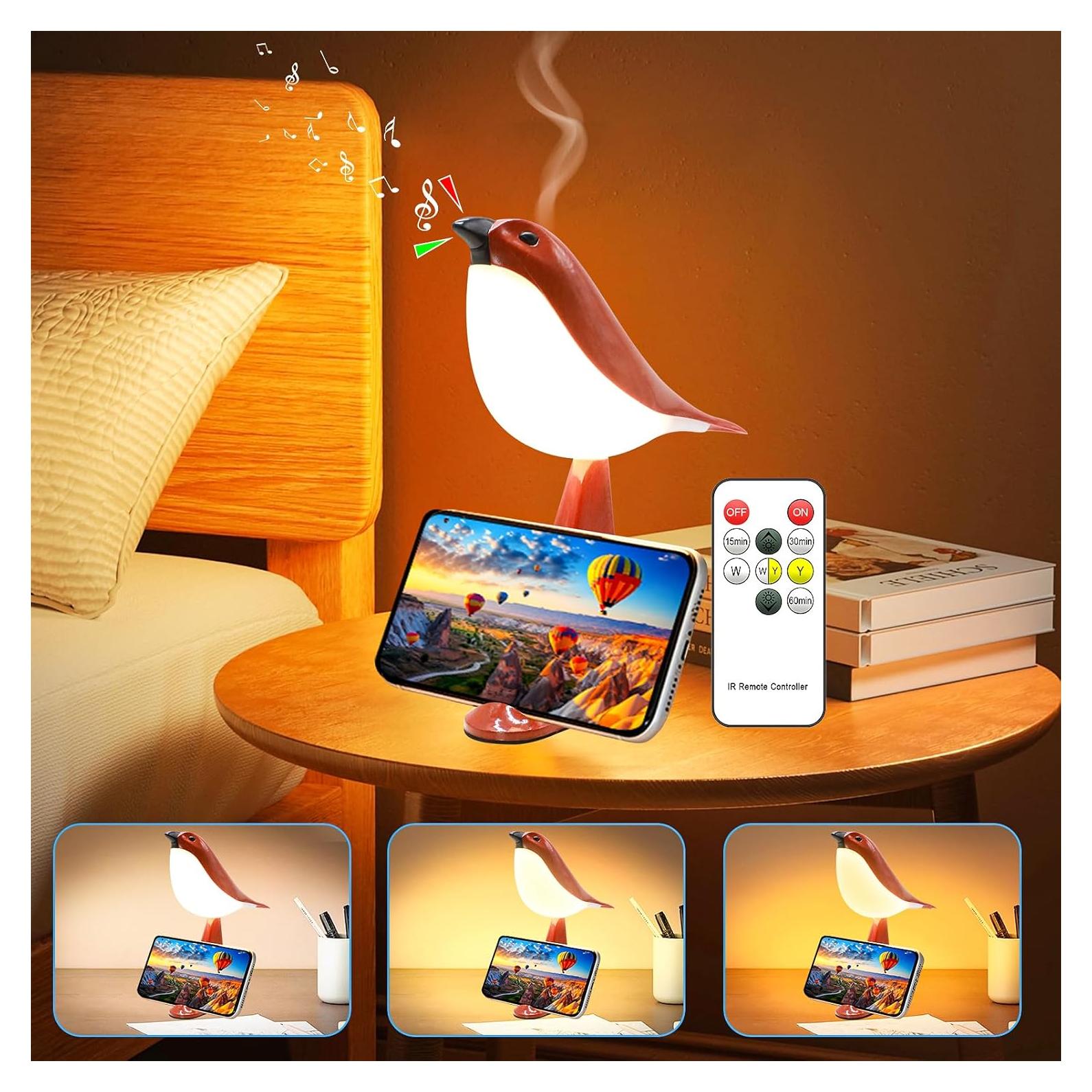 Lámpara de Mesa Pequeña GODENBA Pájaro Rojo Recargable 2600mAh