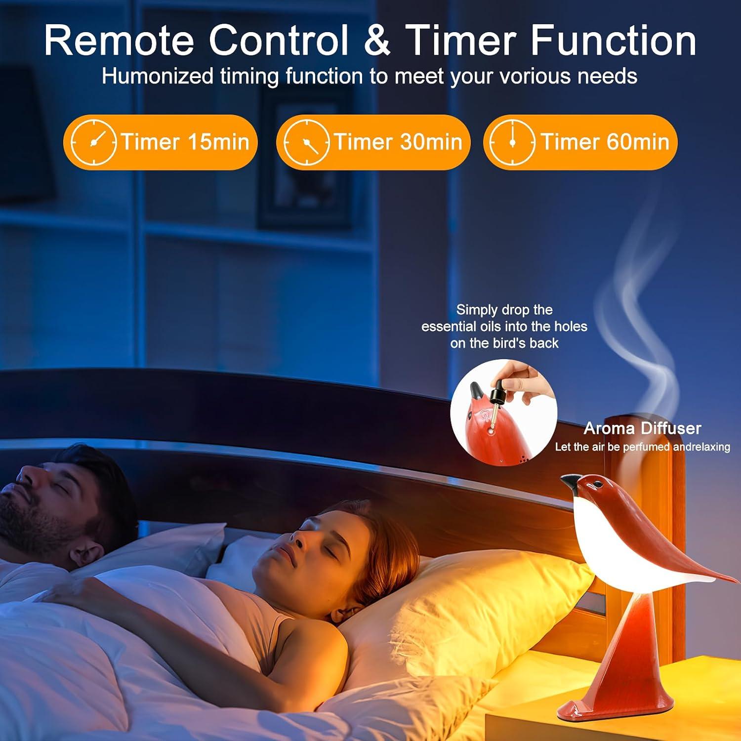 Lámpara de Mesa Pequeña GODENBA Pájaro Rojo Recargable 2600mAh