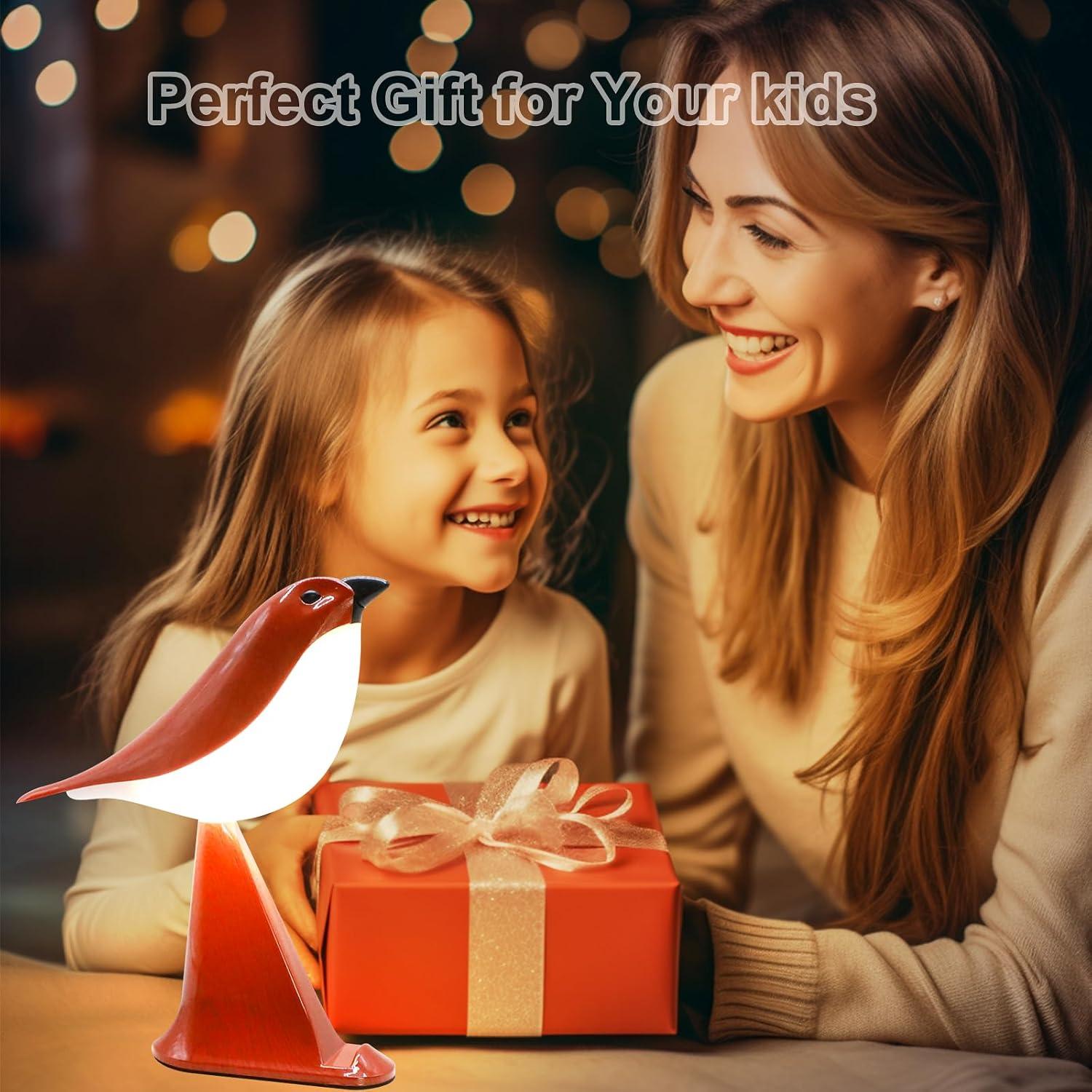 Lámpara de Mesa Pequeña GODENBA Pájaro Rojo Recargable 2600mAh