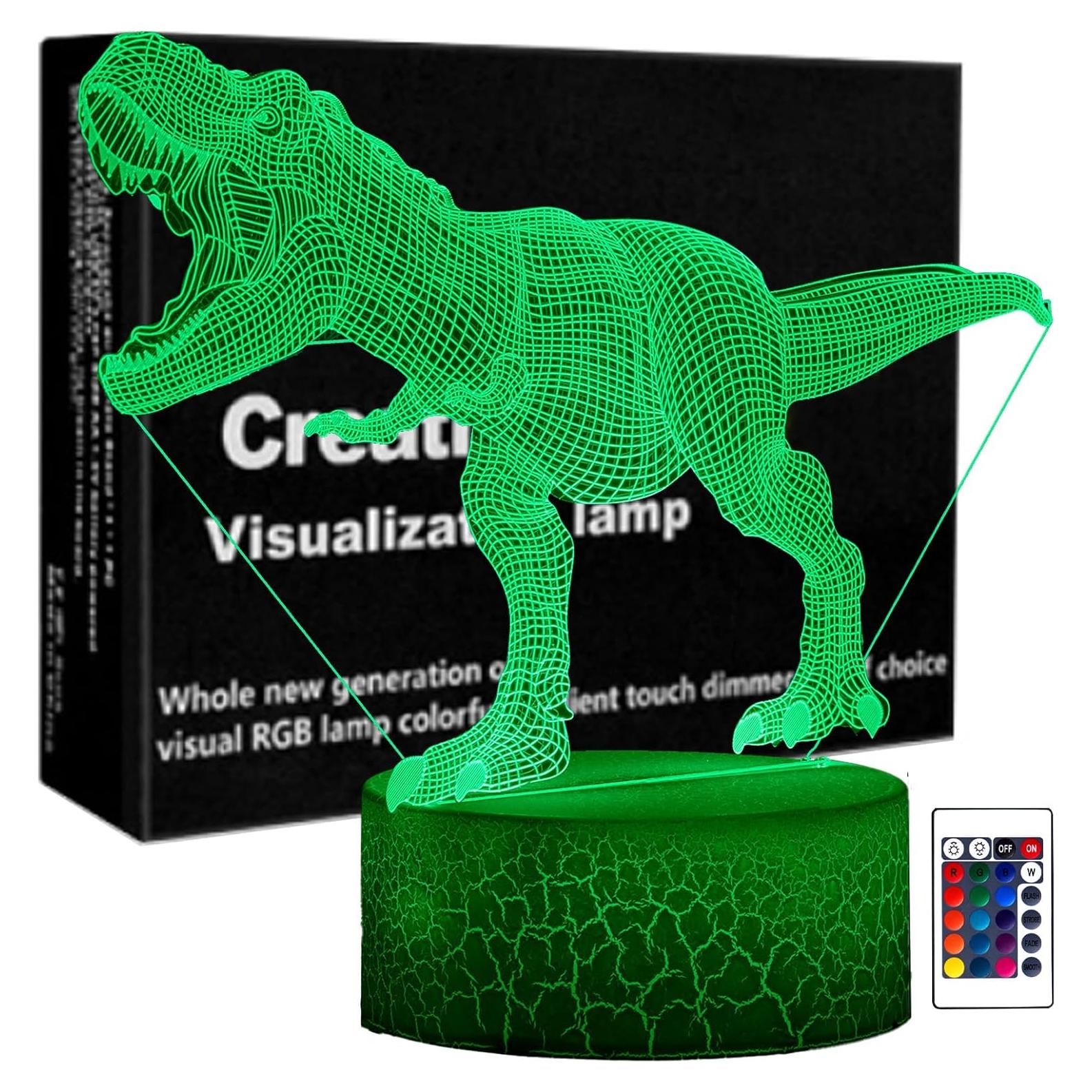Luz Nocturna 3D T-Rex LED con Sensor Táctil y 7 Colores