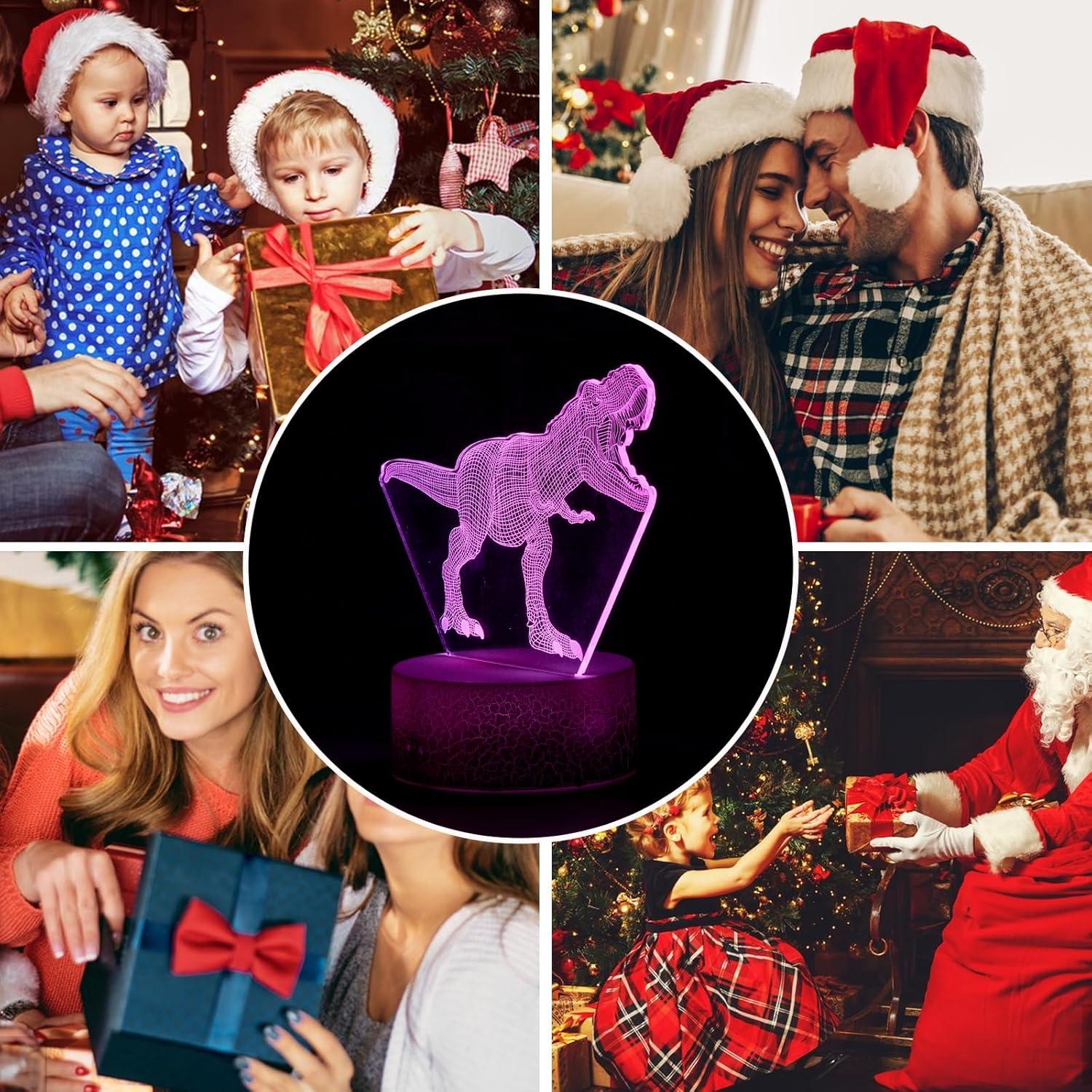 Luz Nocturna 3D T-Rex LED con Sensor Táctil y 7 Colores