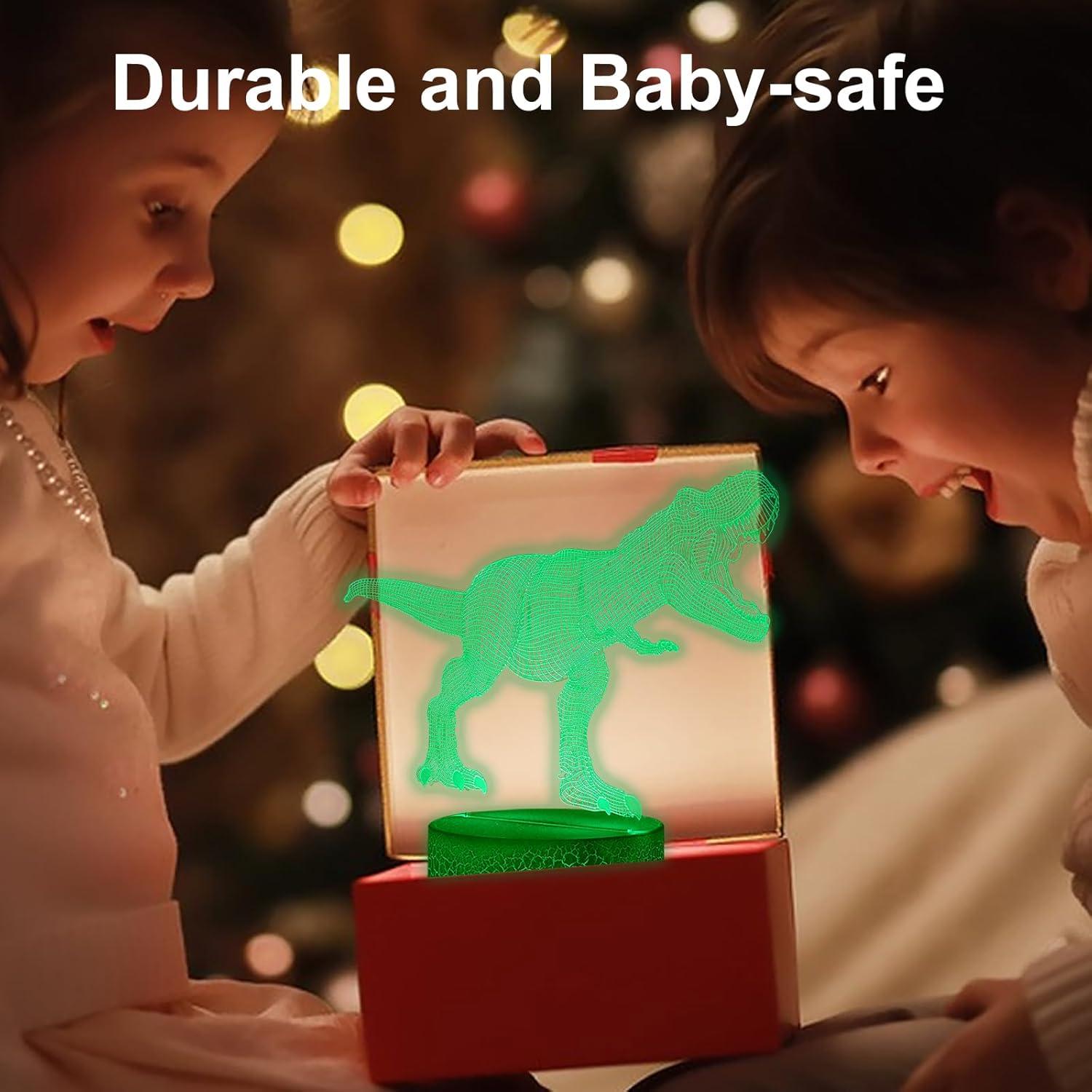 Luz Nocturna 3D T-Rex LED con Sensor Táctil y 7 Colores