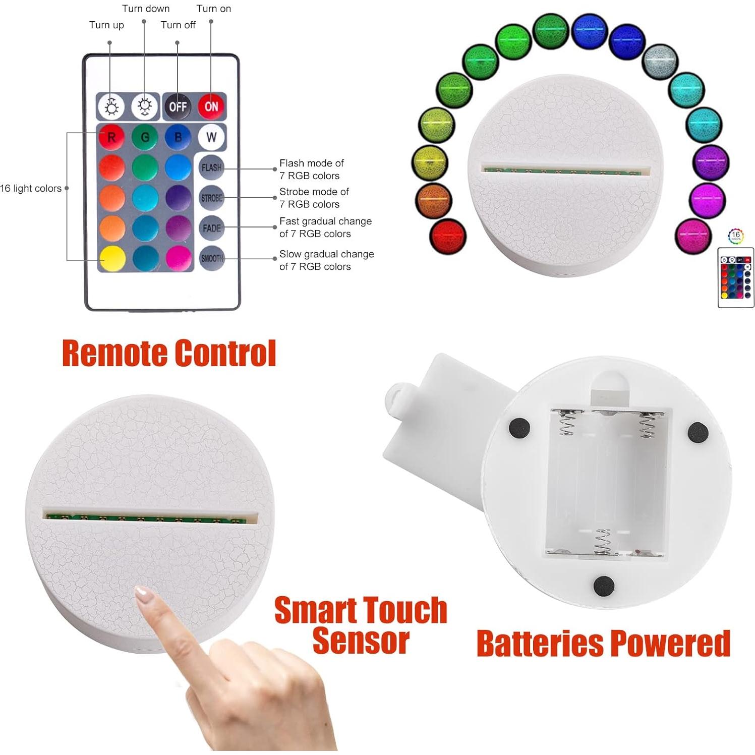 Luz Nocturna 3D T-Rex LED con Sensor Táctil y 7 Colores