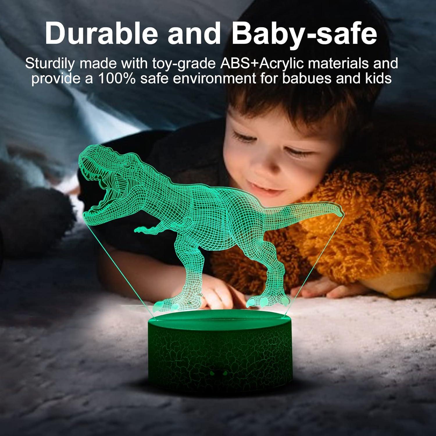 Luz Nocturna 3D T-Rex LED con Sensor Táctil y 7 Colores