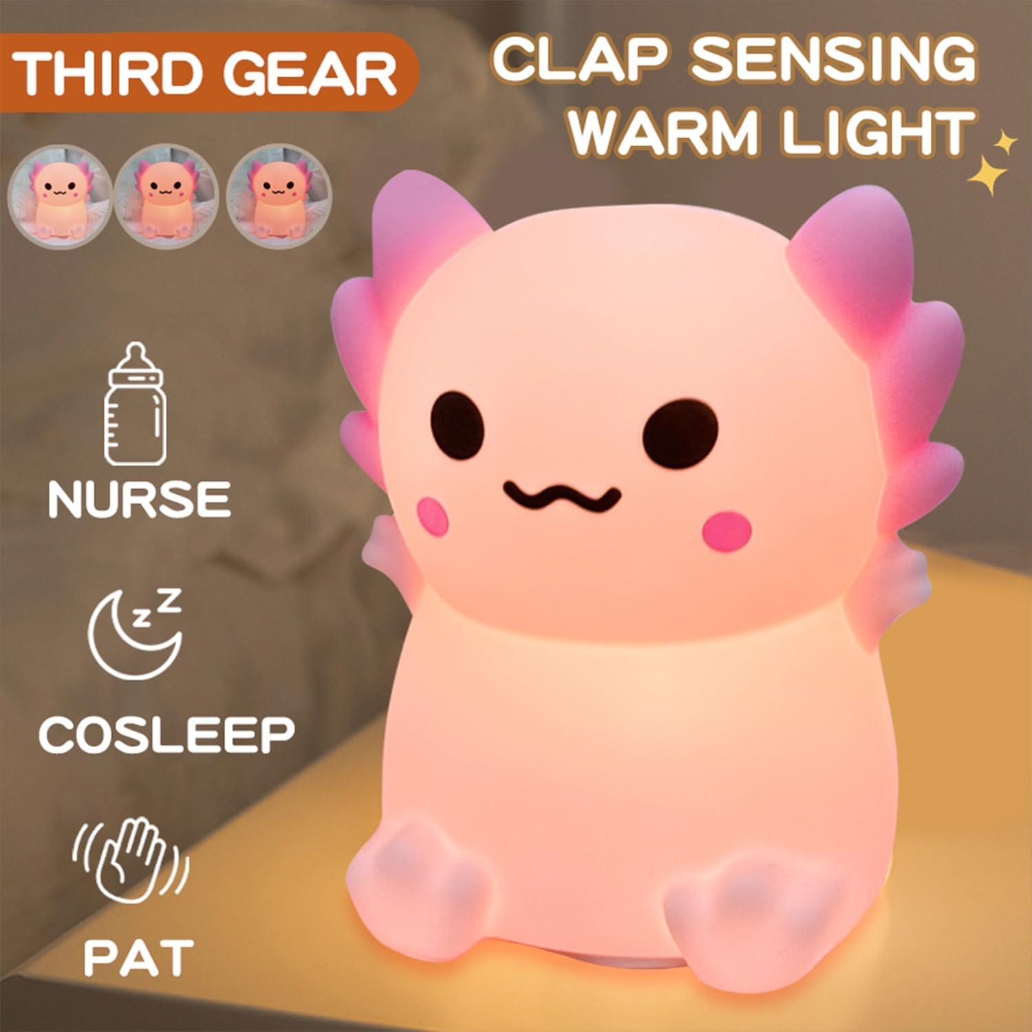 Luz Nocturna LED Axolote Regulable Silicona Recargable