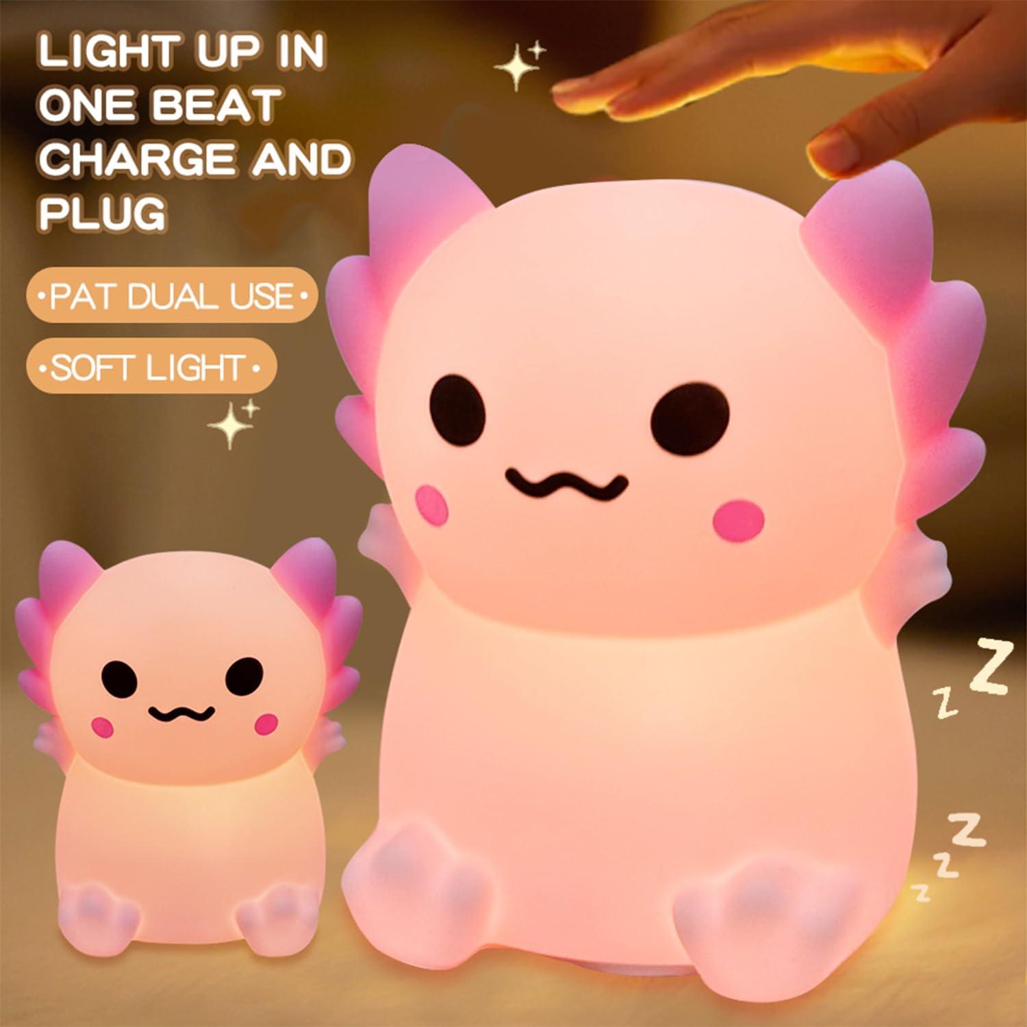 Luz Nocturna LED Axolote Regulable Silicona Recargable