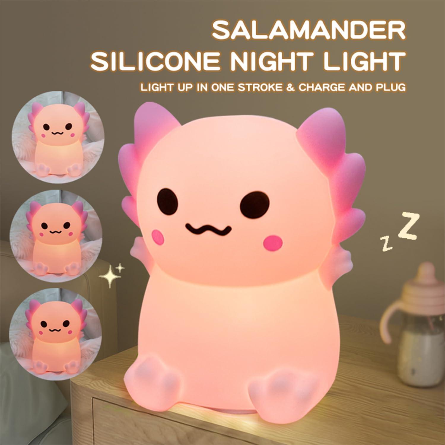 Luz Nocturna LED Axolote Regulable Silicona Recargable