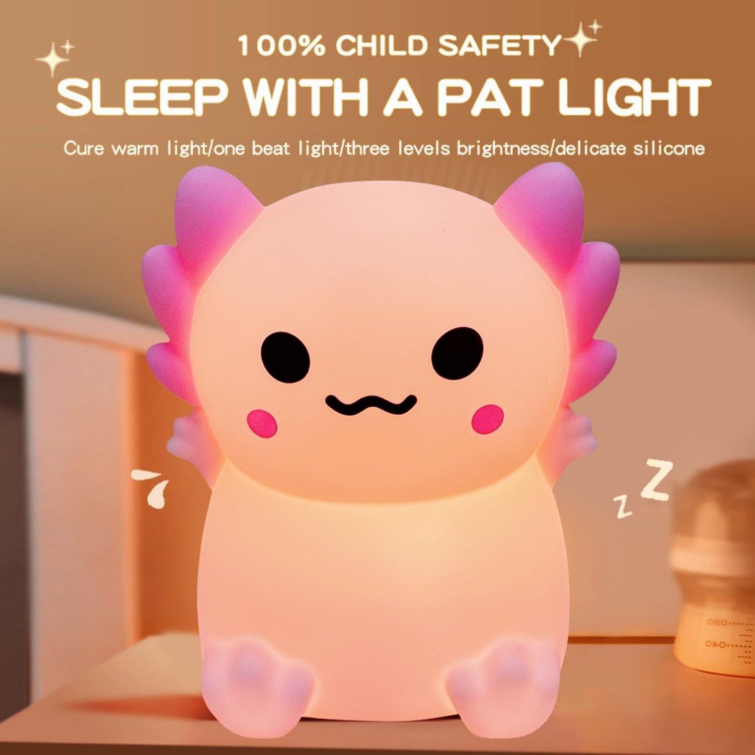 Luz Nocturna LED Axolote Regulable Silicona Recargable