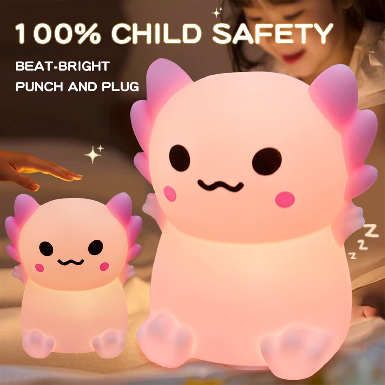 Luz Nocturna LED Axolote Regulable Silicona Recargable